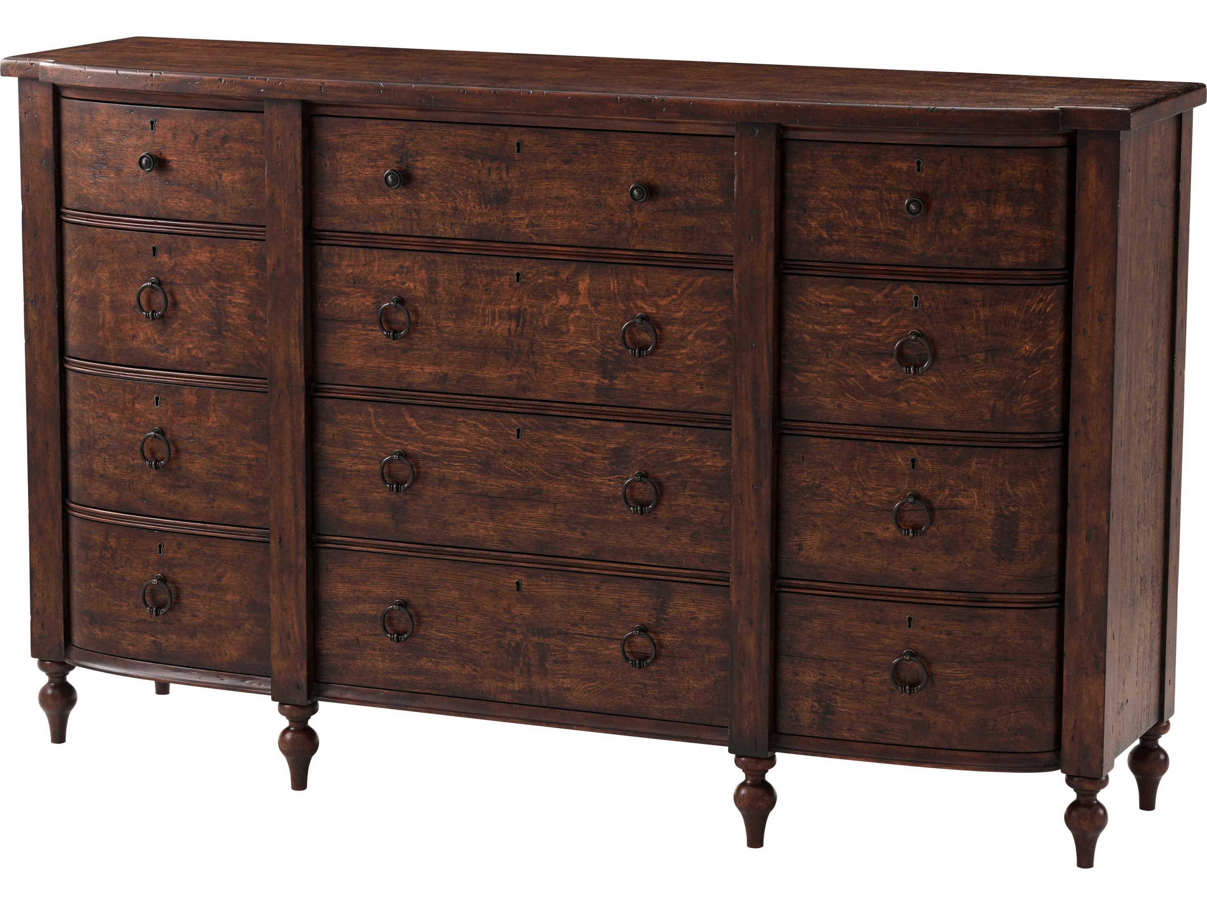 Theodore Alexander Althorp - Victory Oak Brown Mahogany Wood Naseby Triple Dresser