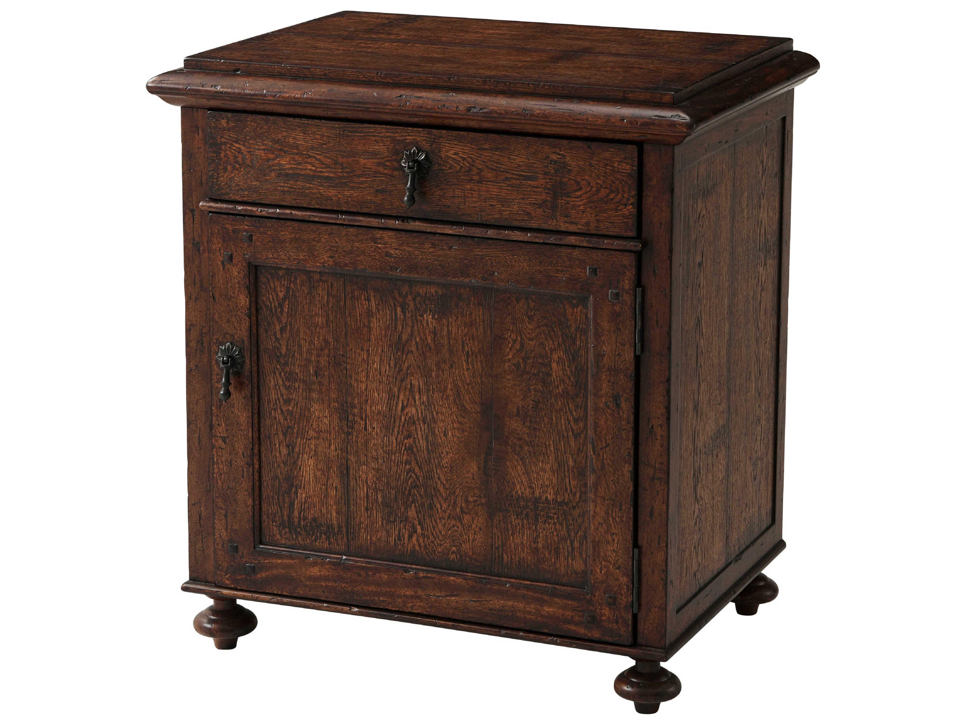 Theodore Alexander Althorp - Victory Oak 1-Drawer Brown Wood Oliver Nightstand