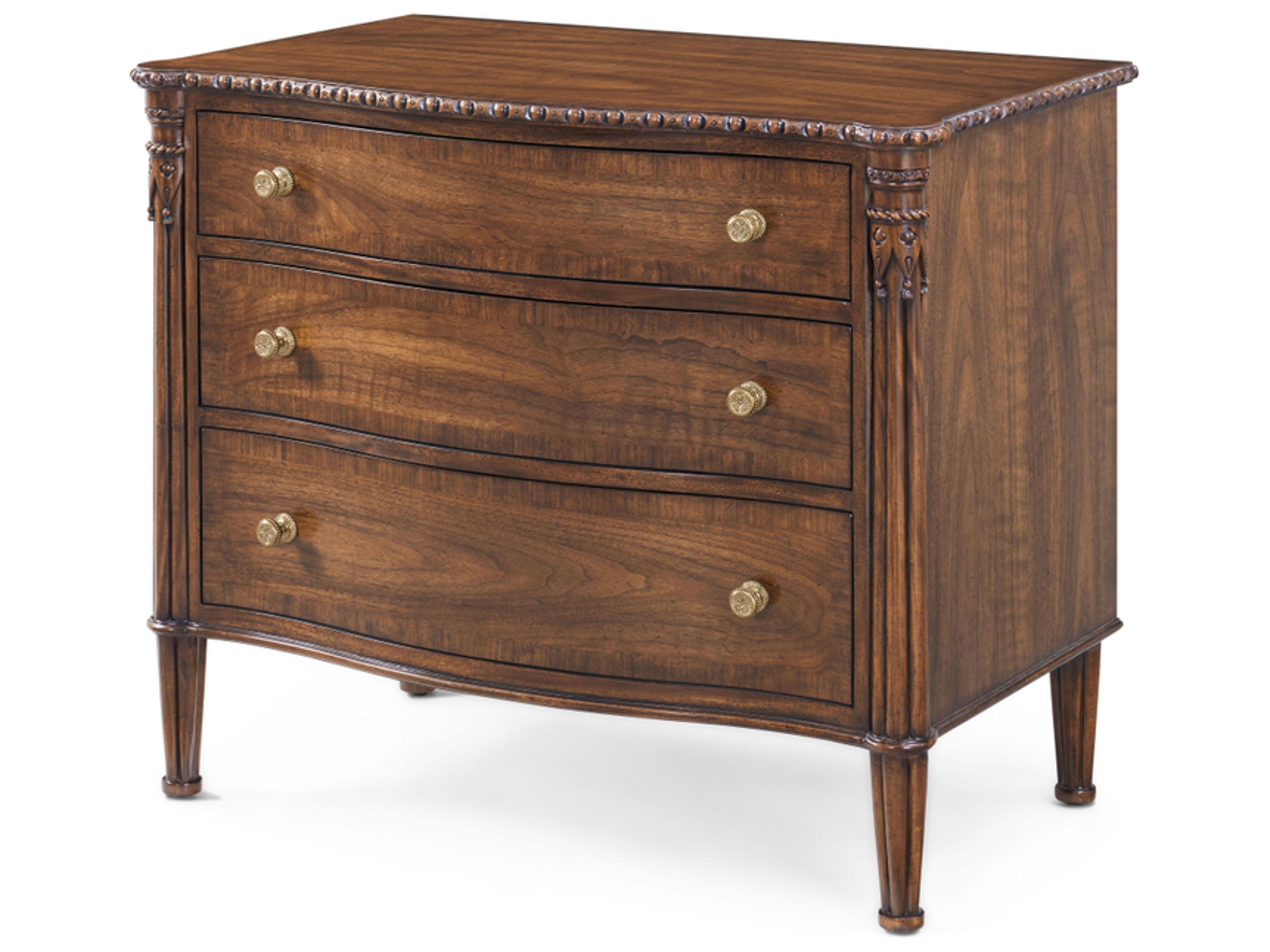 Theodore Alexander Althorp Living History 3-Drawers Brown Cherry Wood Nightstand