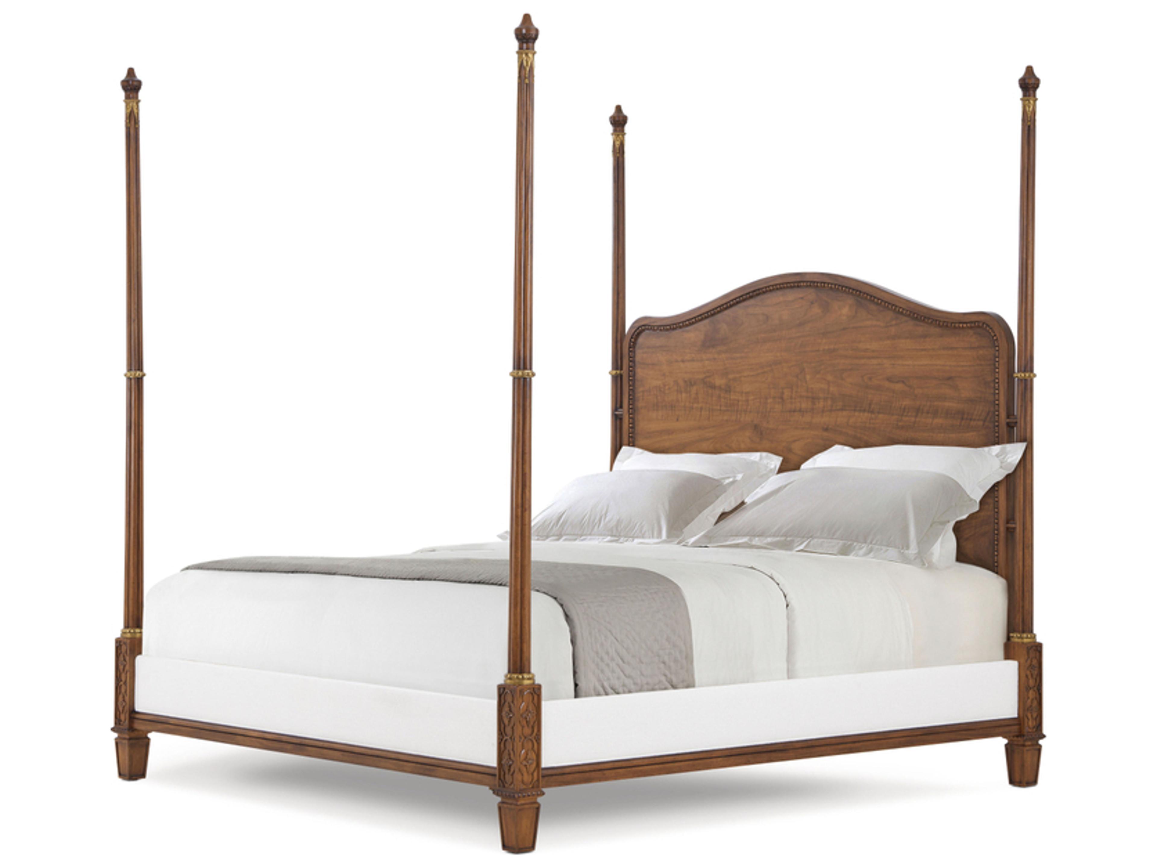 Theodore Alexander Althorp Living History Brown Mahogany Wood Queen Four Poster Bed