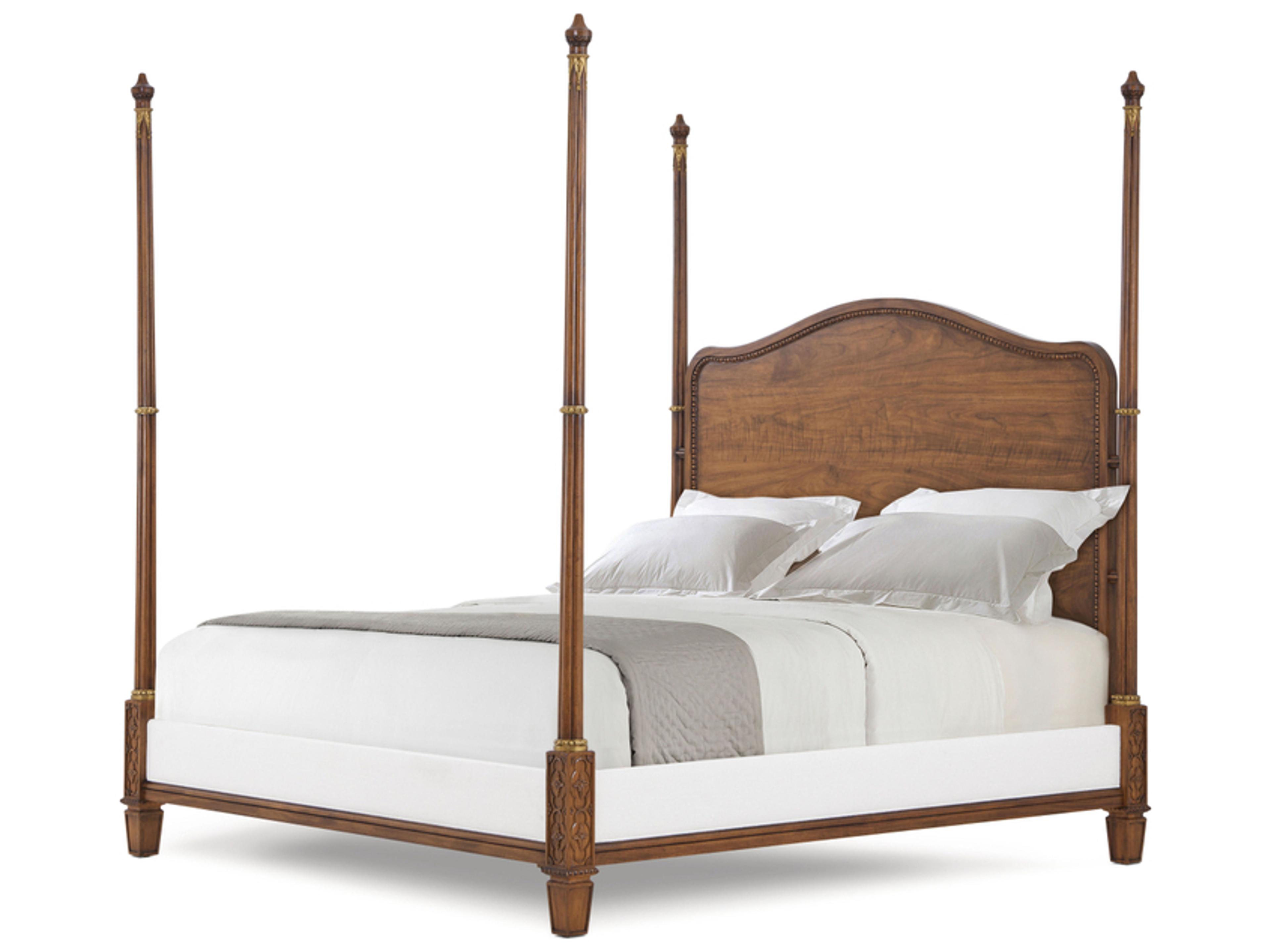 Theodore Alexander Althorp Living History Brown Mahogany Wood King Four Poster Bed