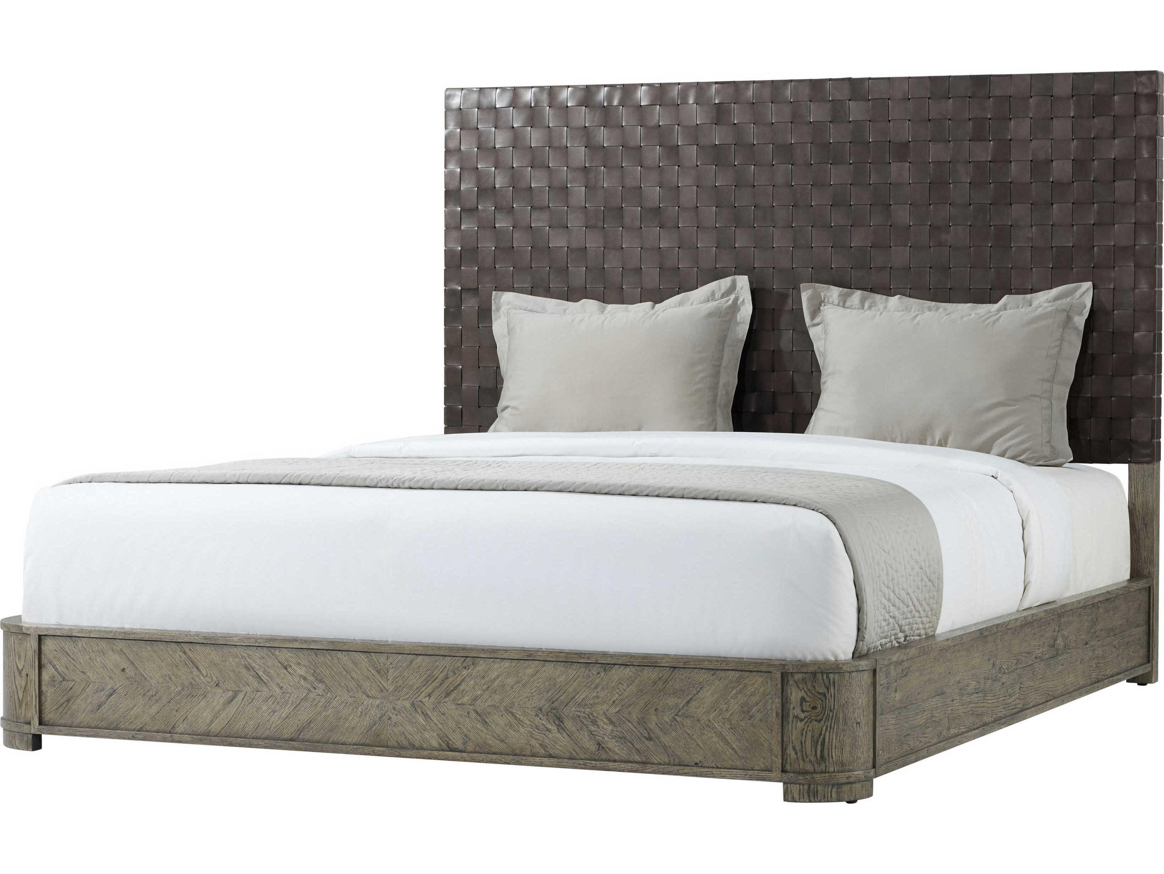 Theodore Alexander The Echoes Phoenix Leather Grey Echo Oak Wood Weston California King Platform Bed