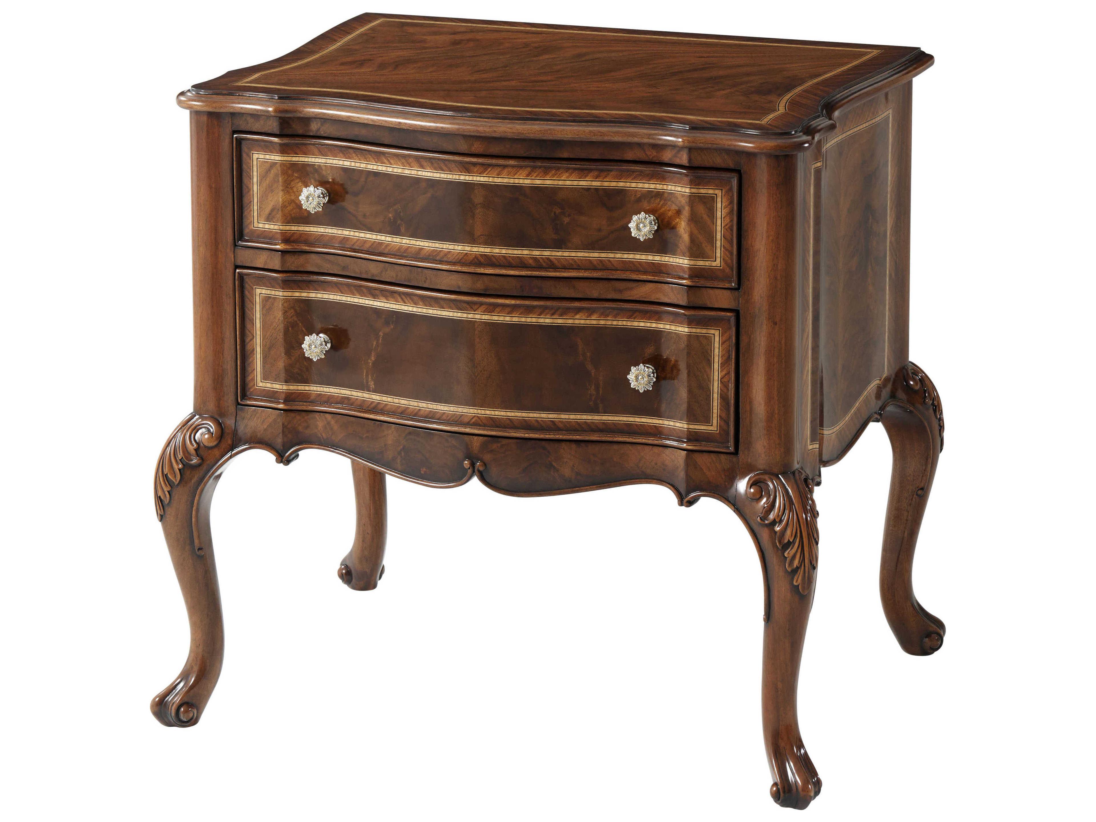 Theodore Alexander Stephen Church 2-Drawers Brown Mahogany Wood Neville Nightstand