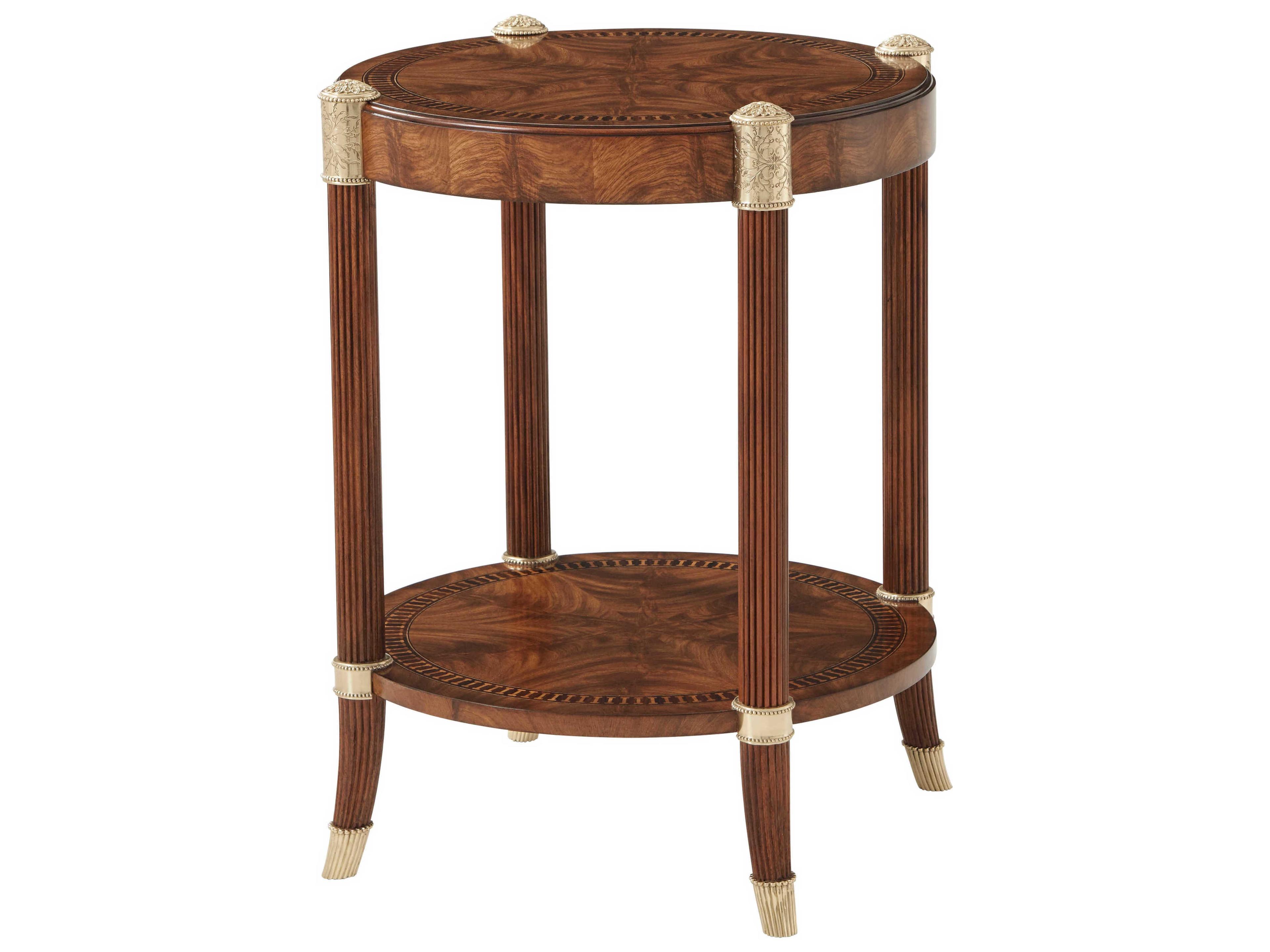 Theodore Alexander Stephen Church Round Wood Brown Cerejeira The Verily End Table