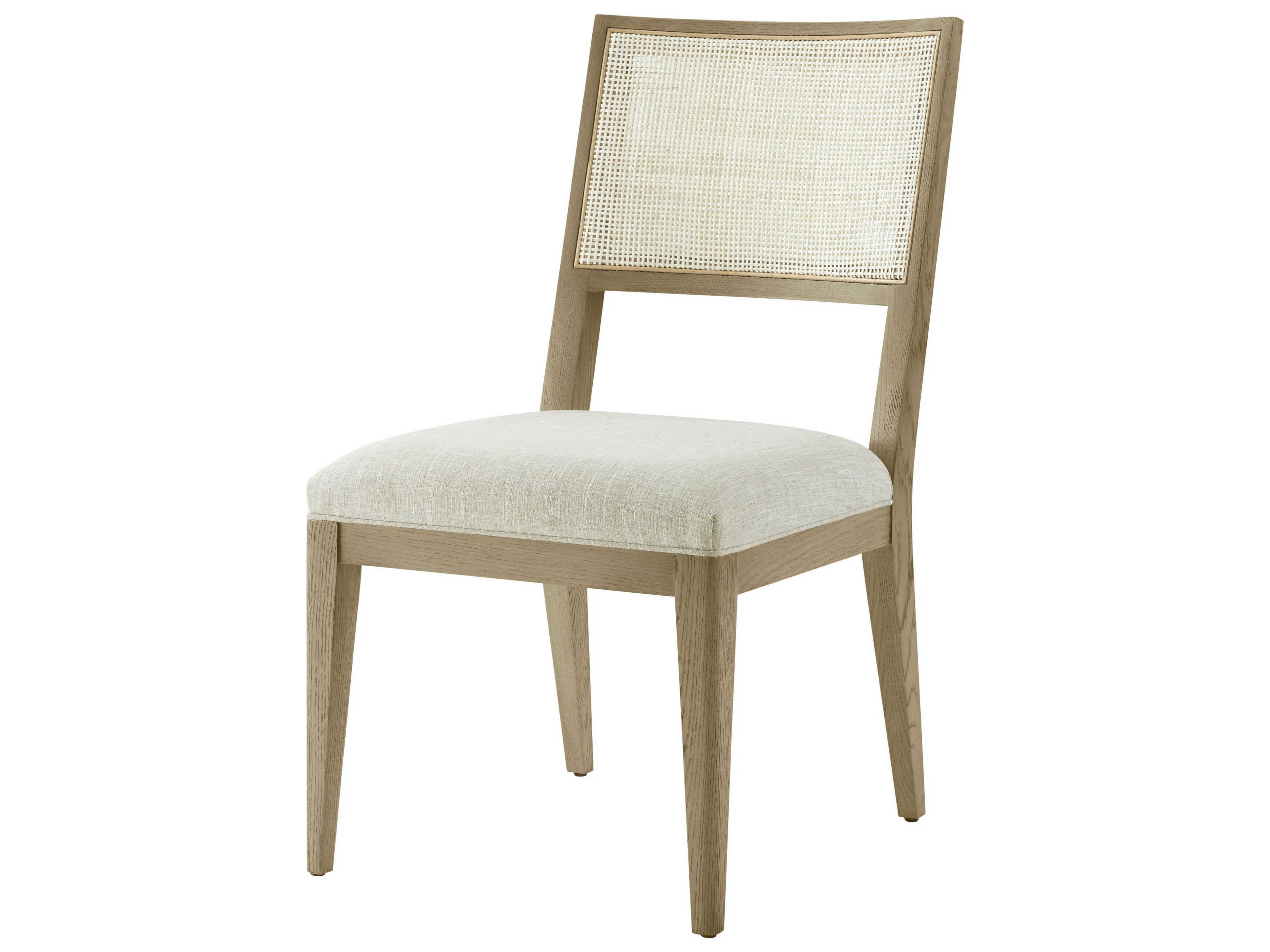 Theodore Alexander Catalina Solid Wood Beige Upholstered Side Dining Chair