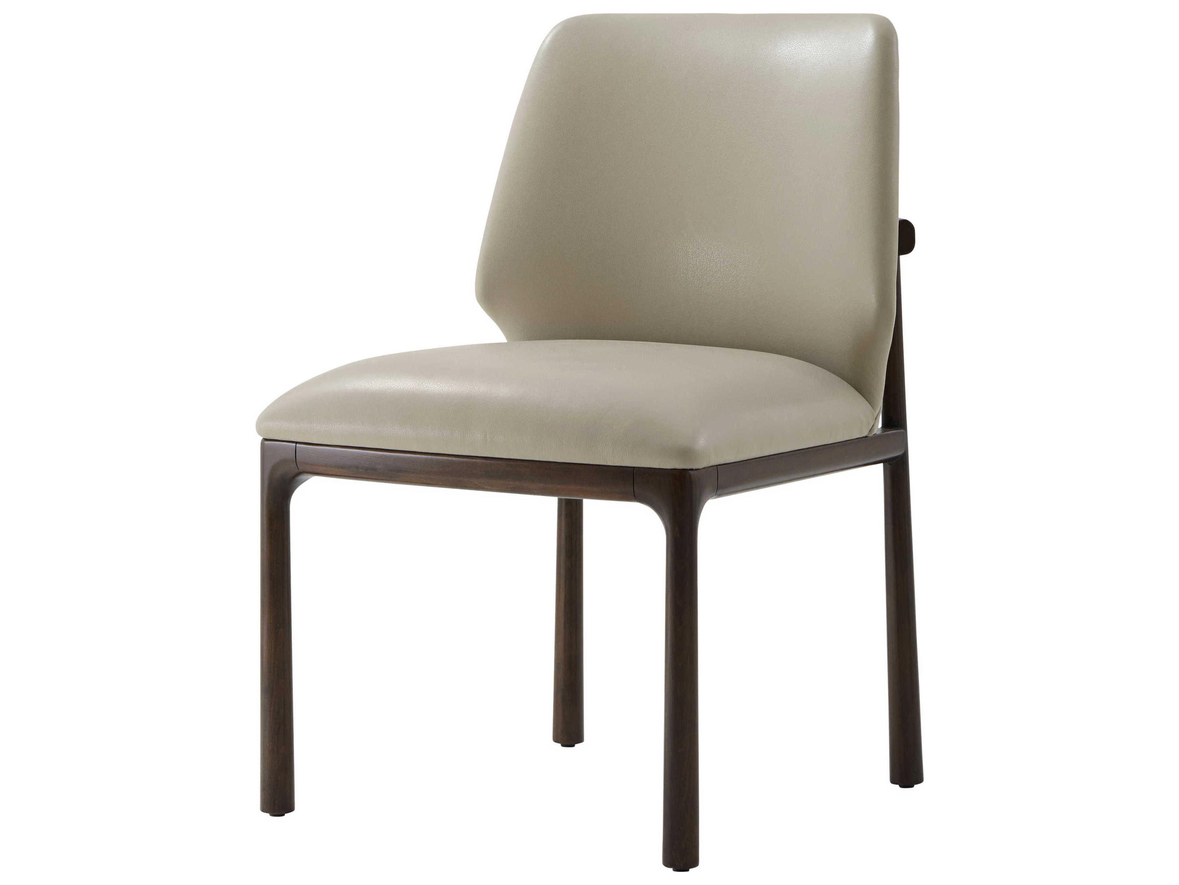 Theodore Alexander Kesden Brown Leather Side Dining Chair