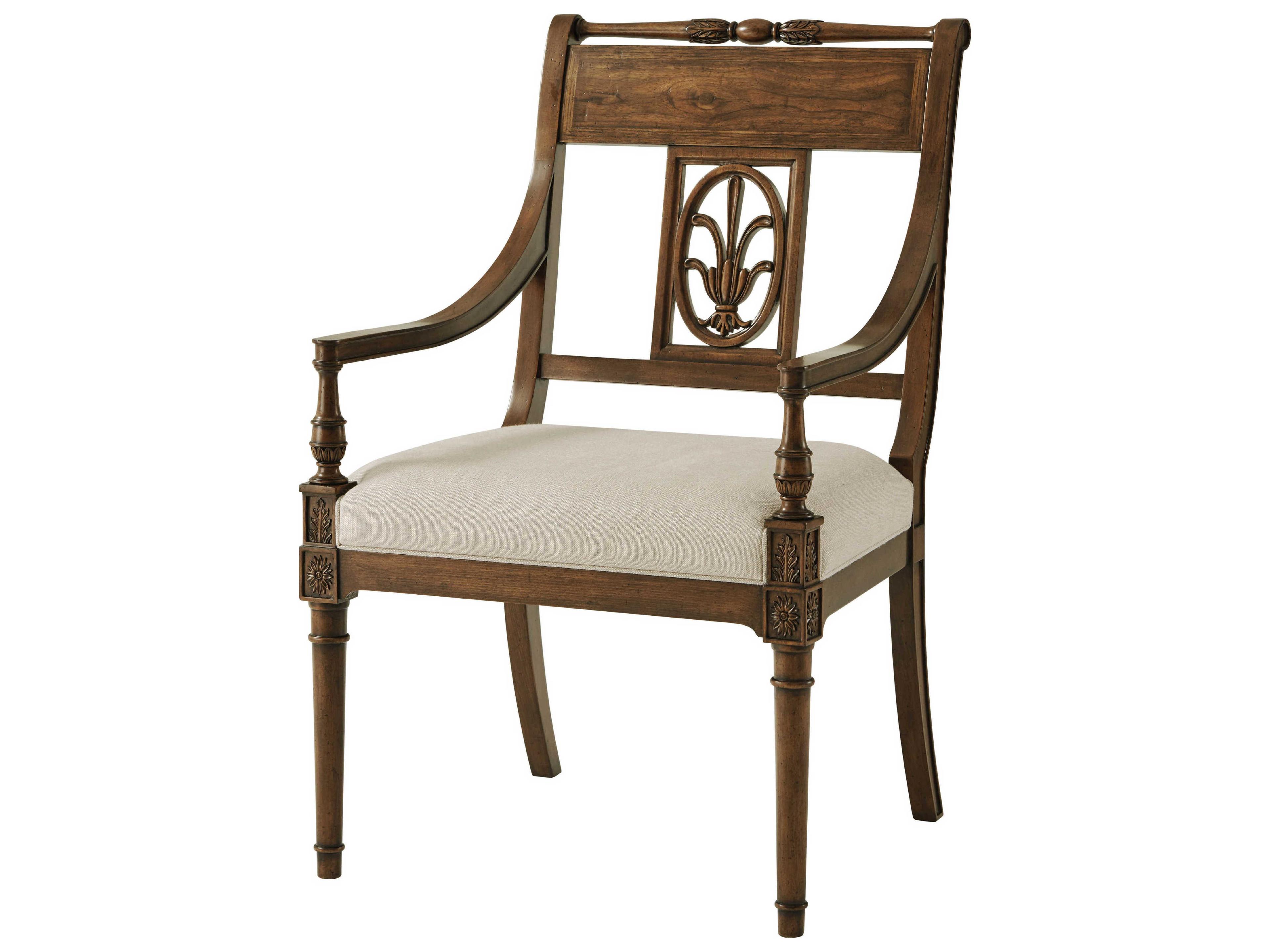 Theodore Alexander Tavel Beech Wood Brown Upholstered The Iven Arm Dining Chair