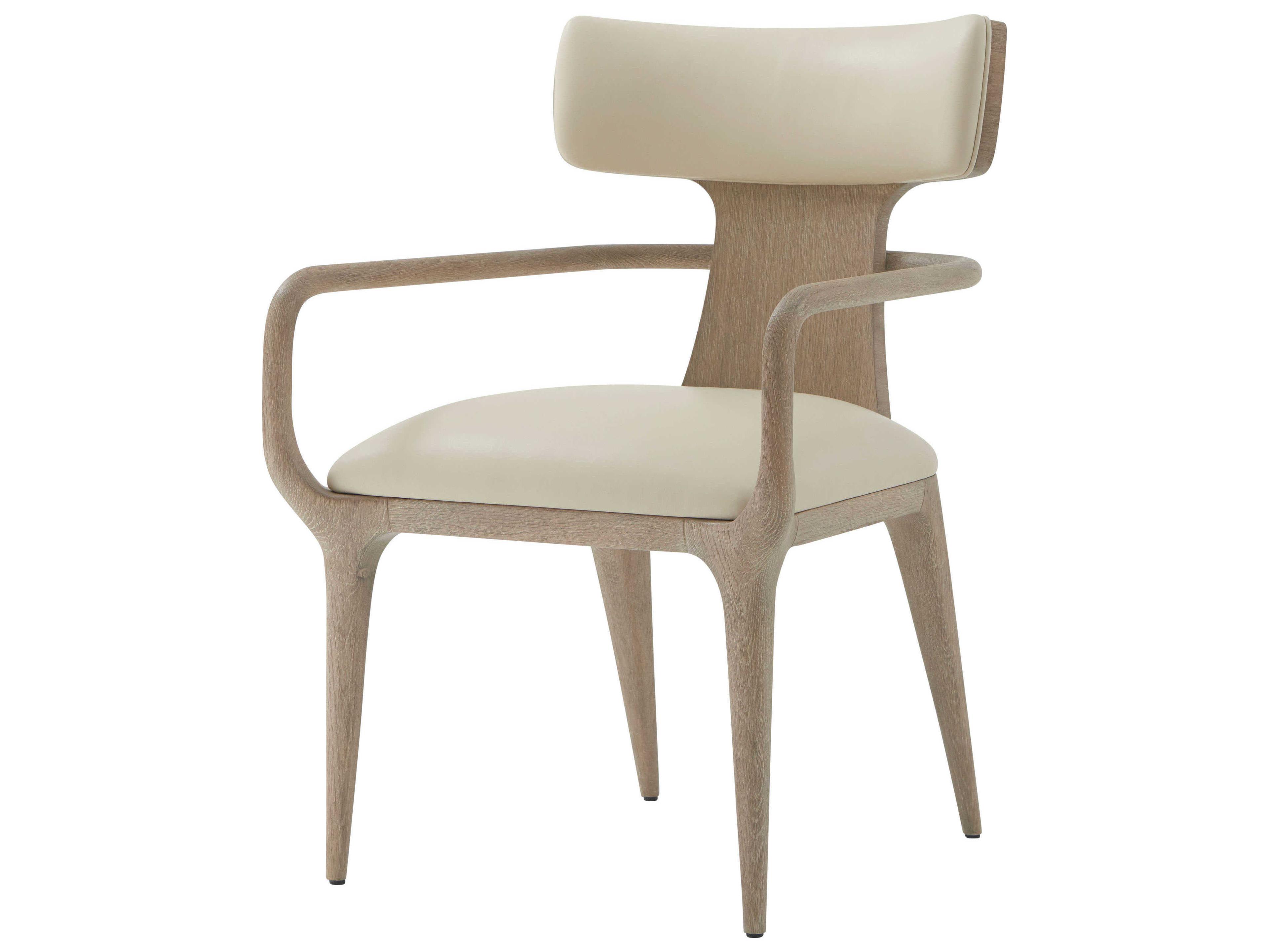 Theodore Alexander Repose Gray Leather Arm Dining Chair