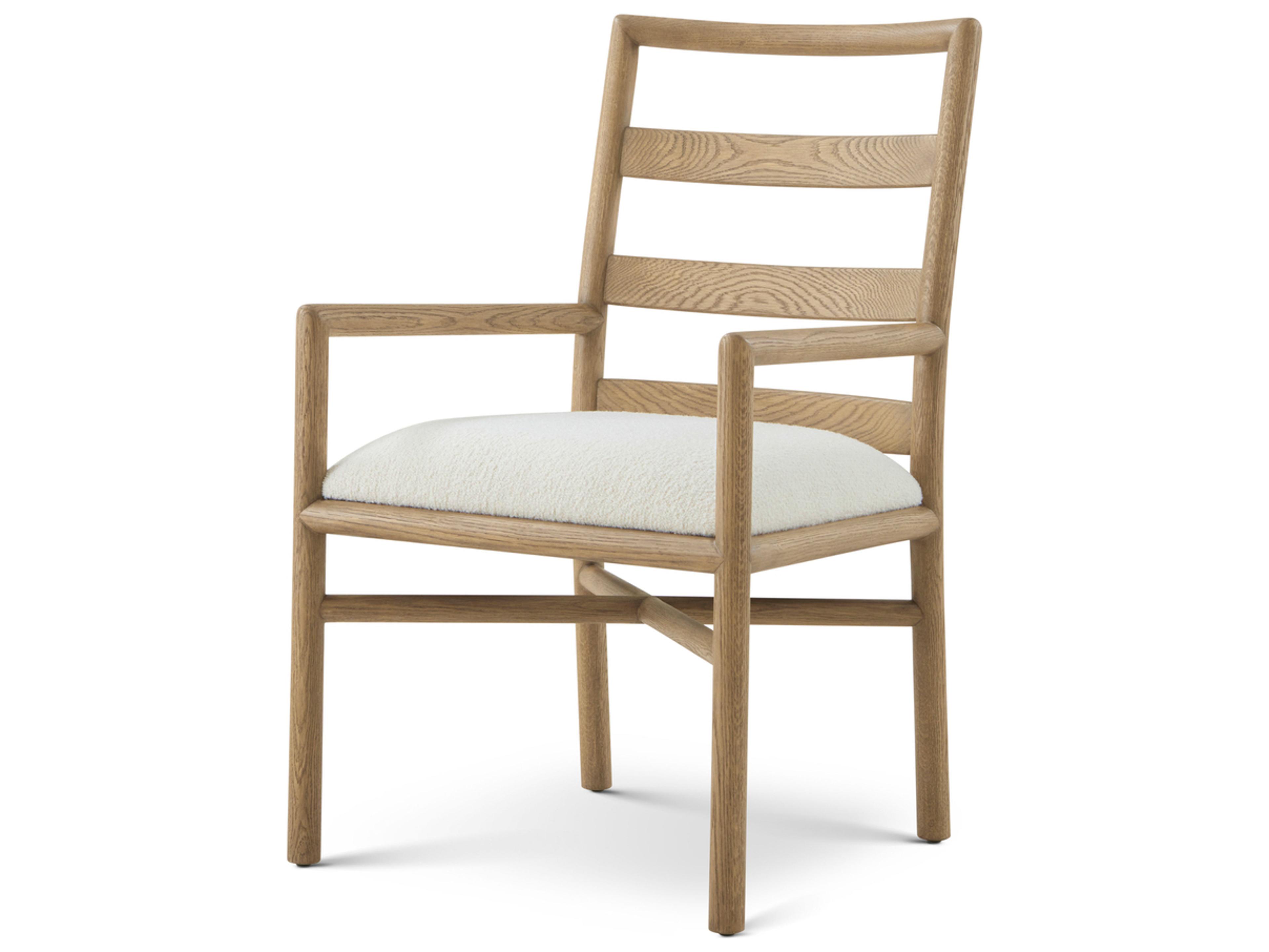 Theodore Alexander Montauk Oak Wood Natural Upholstered Arm Dining Chair