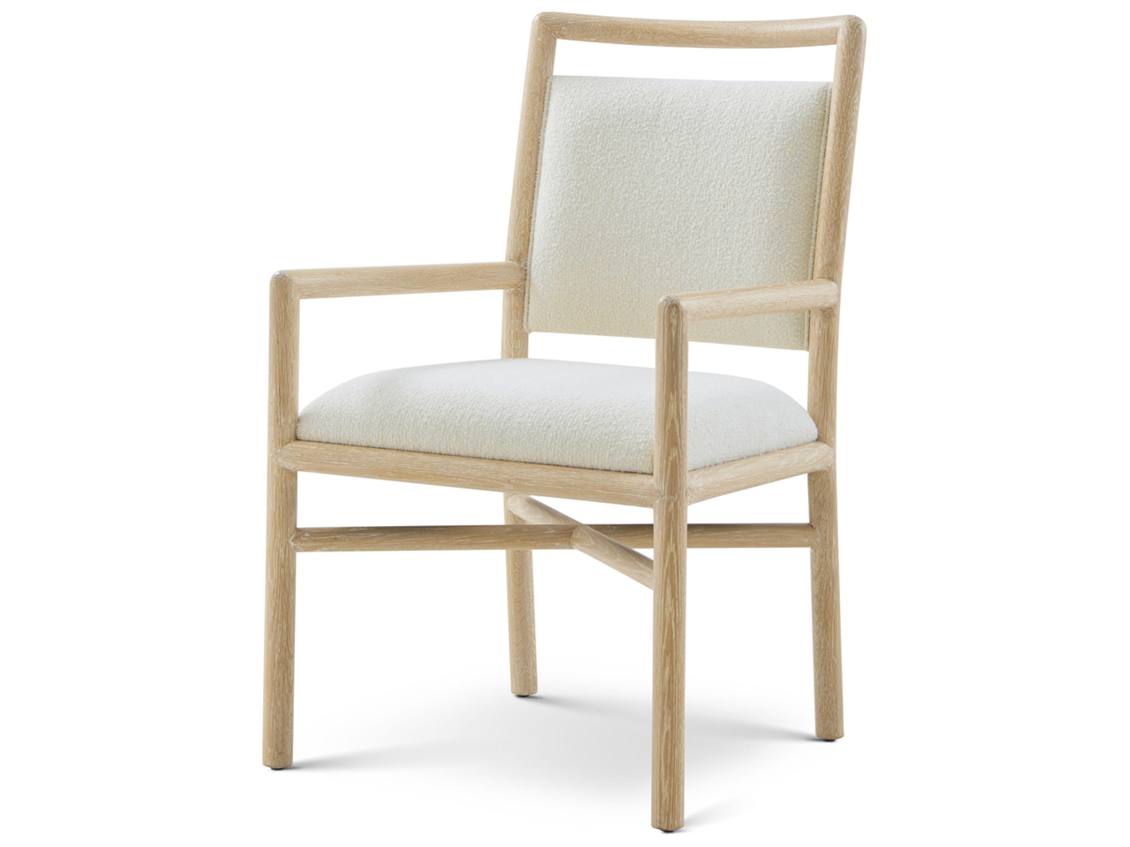 Theodore Alexander Montauk Oak Wood Natural Upholstered Arm Dining Chair
