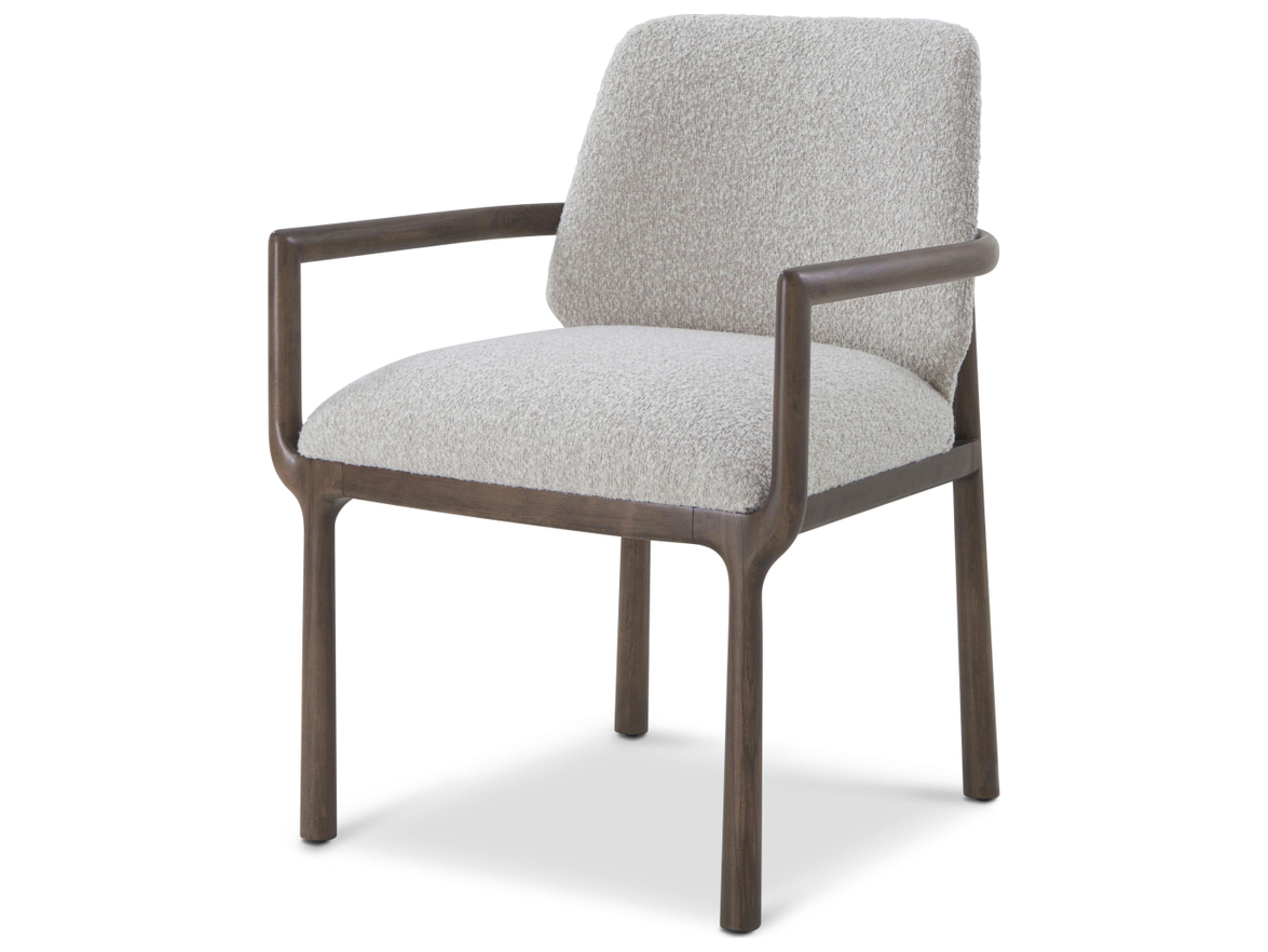Theodore Alexander Urbane Beech Wood Brown Upholstered Arm Dining Chair