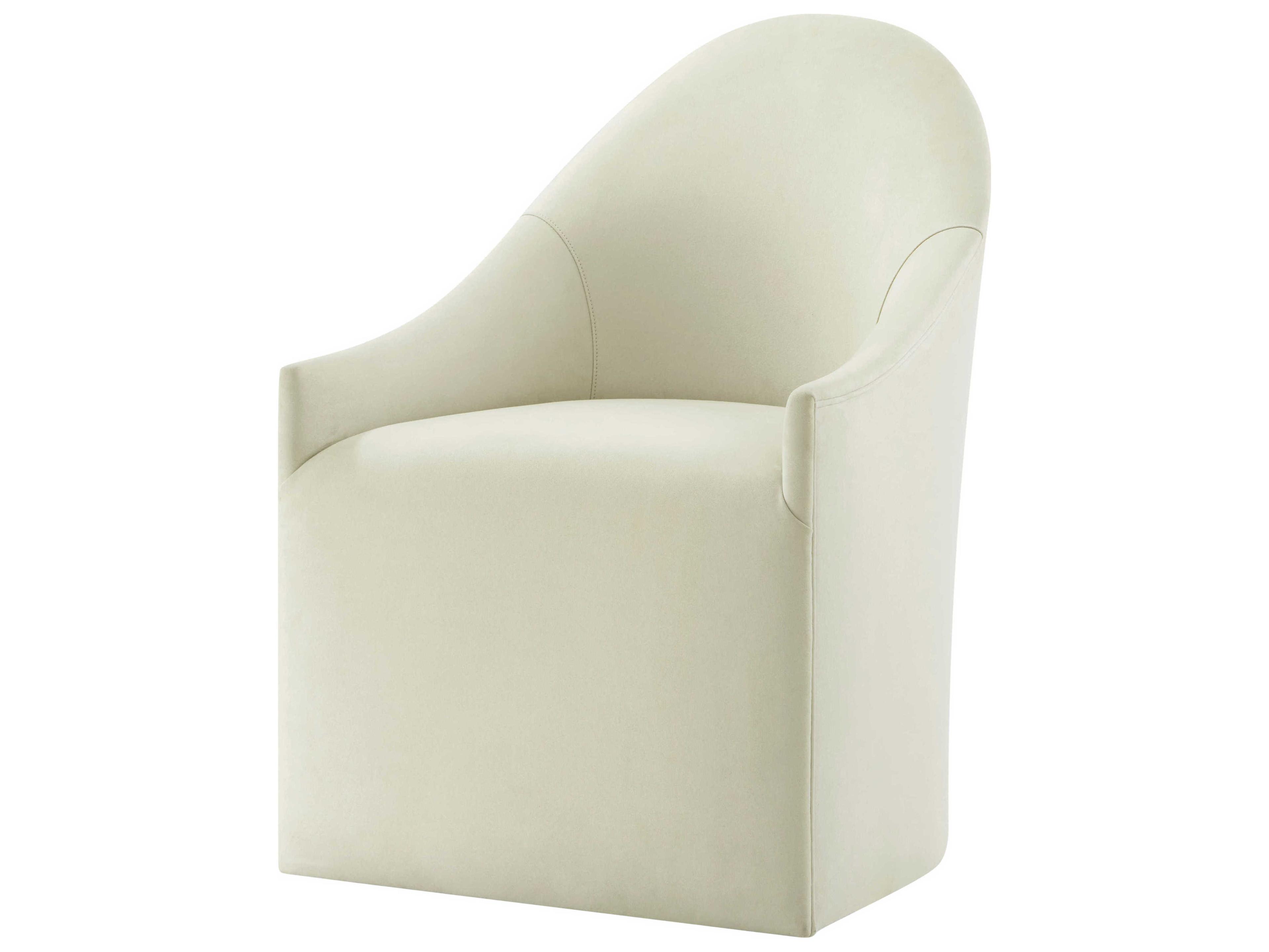Theodore Alexander Kesden White Upholstered Arm Dining Chair