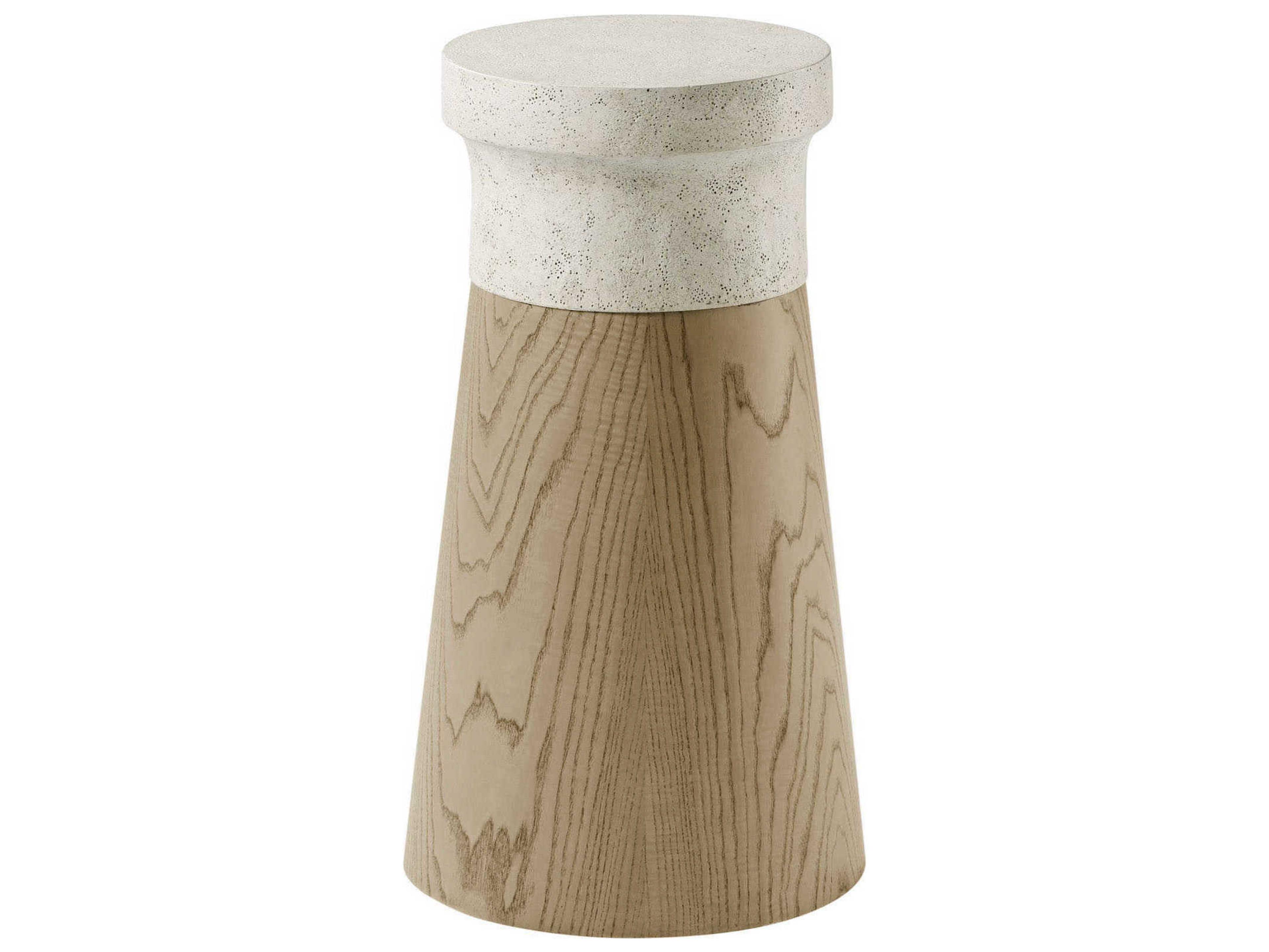 Theodore Alexander Catalina Round Faux Stone Dune End Table