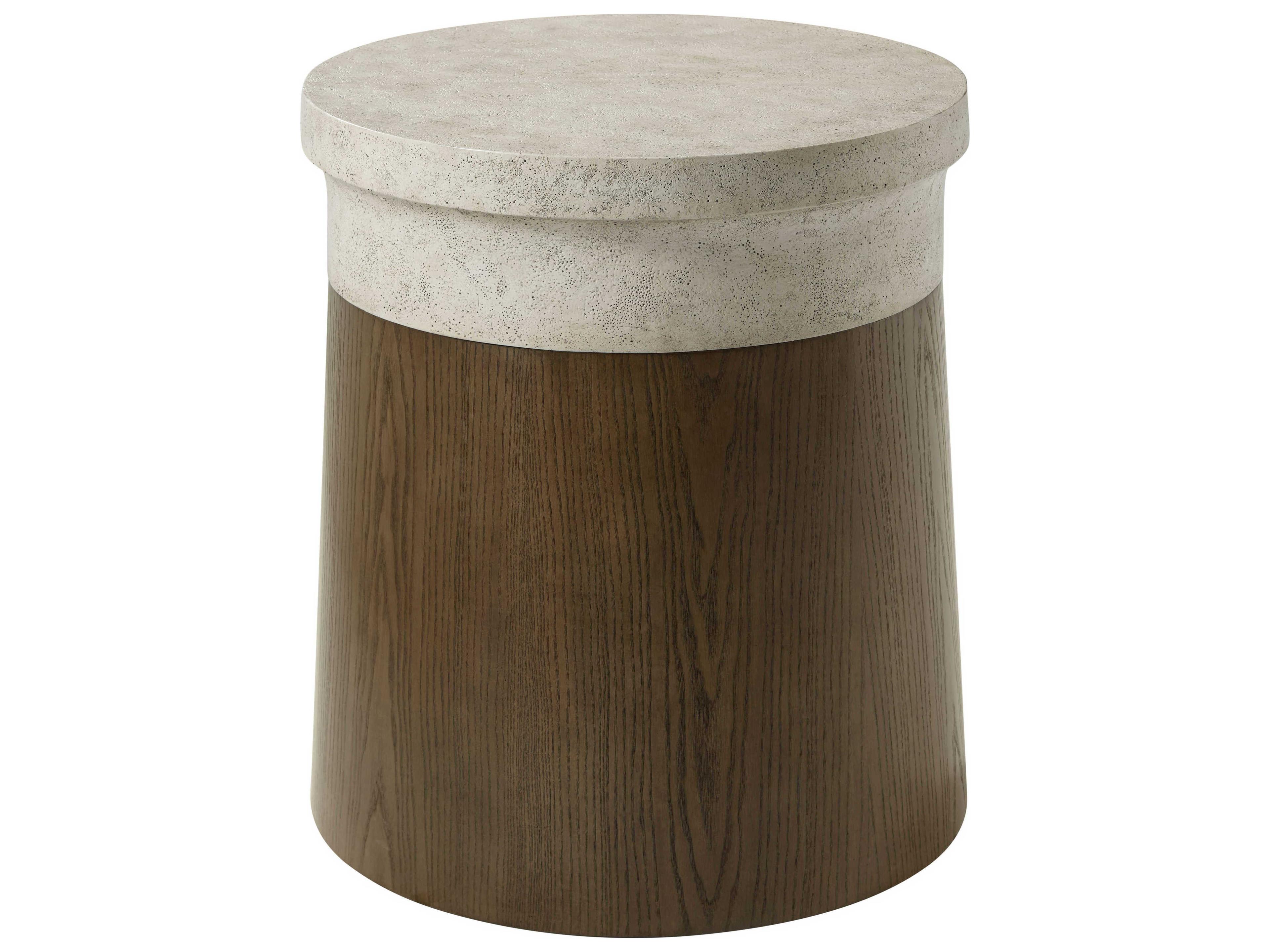 Theodore Alexander Catalina Round Faux Stone Earth End Table