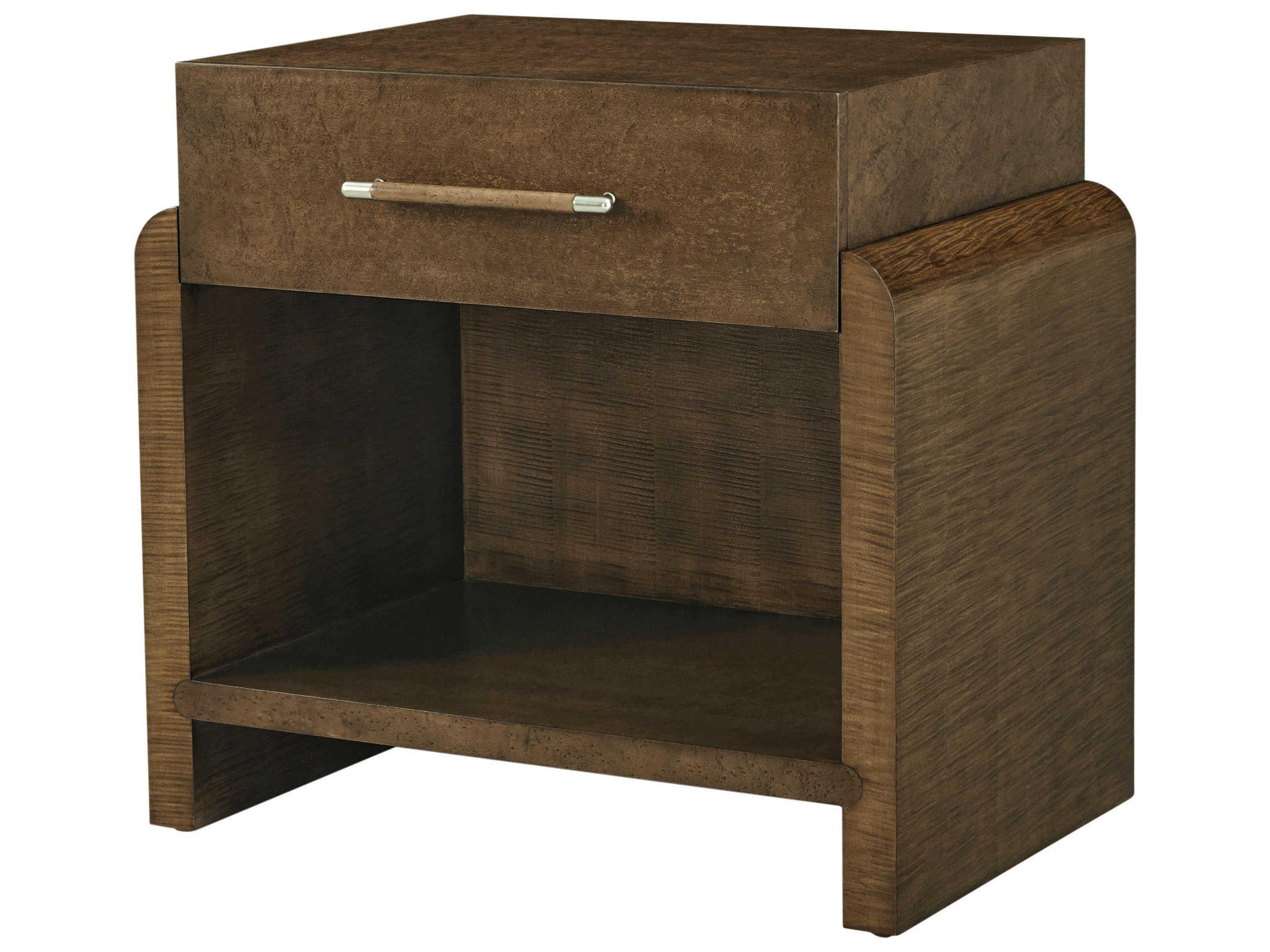 Theodore Alexander Origins 1-Drawer Brown Sycamore Wood Nightstand