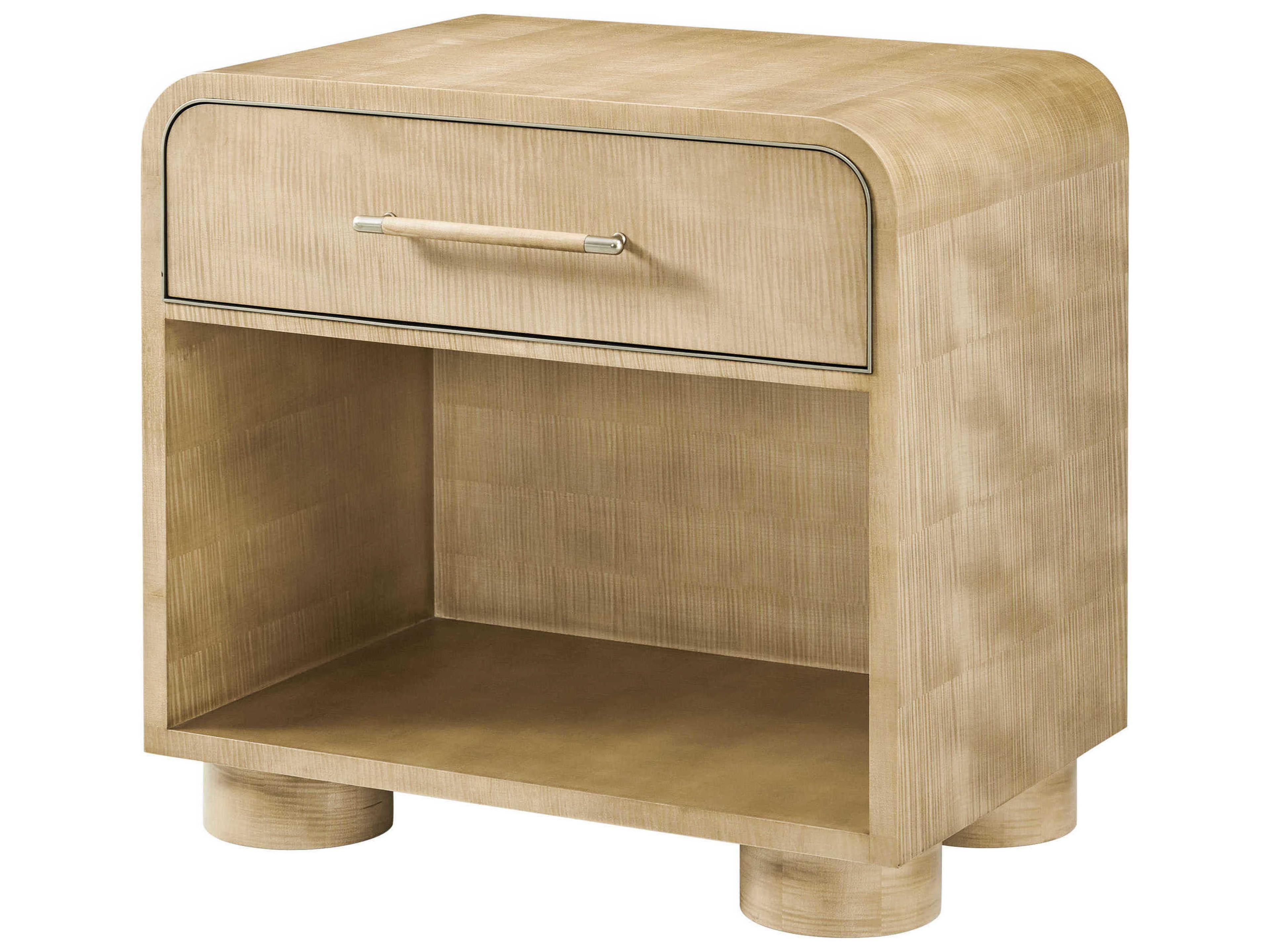 Theodore Alexander Origins 1-Drawer Beige Sycamore Wood Nightstand