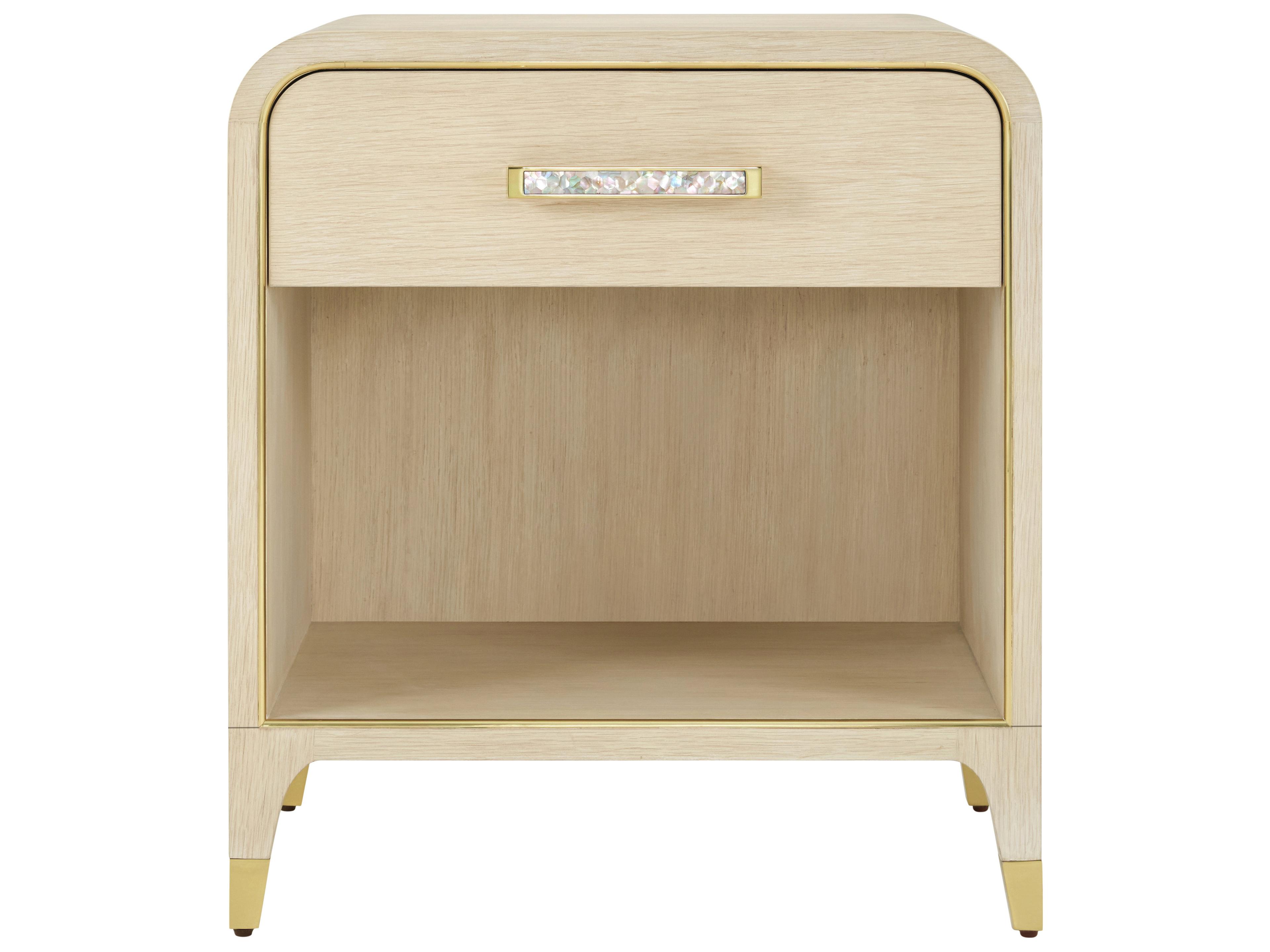 Theodore Alexander Judith Leiber Couture 1-Drawer Natural Oak Wood Nightstand