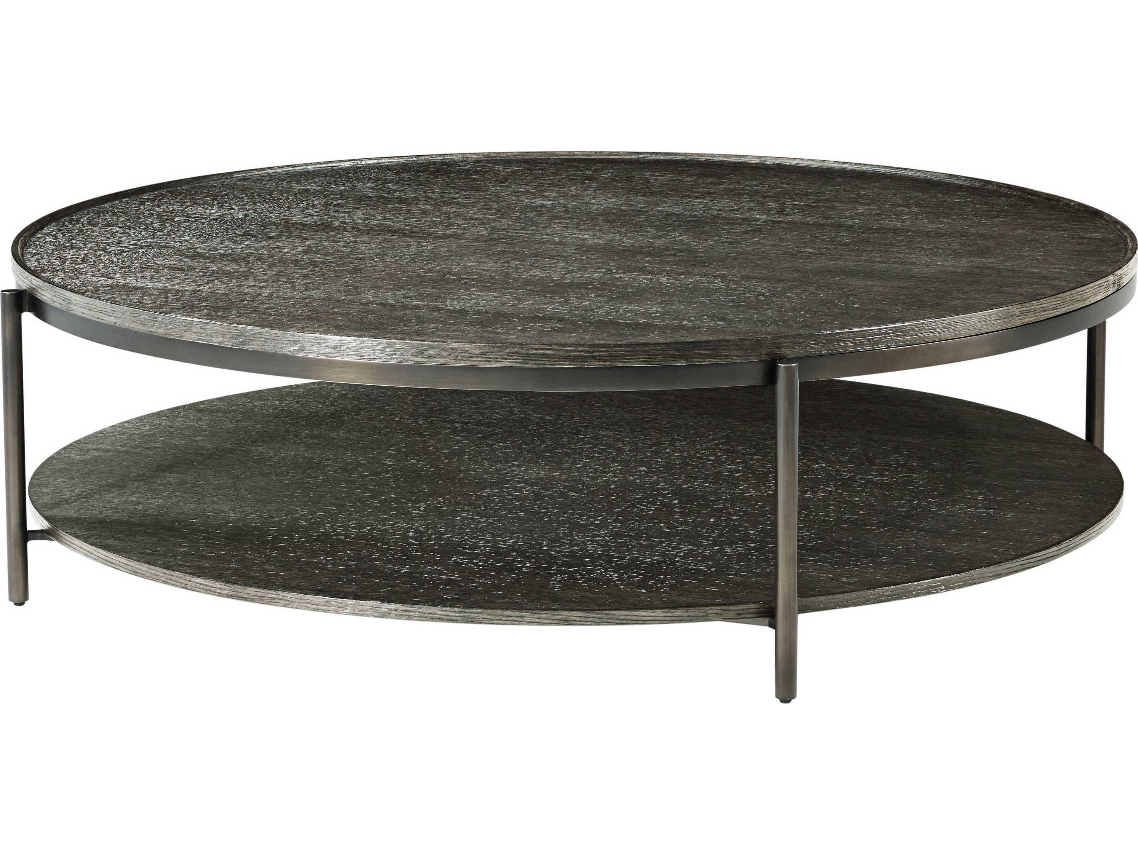 Theodore Alexander Repose Round Wood Charcoal Oak Coffee Table