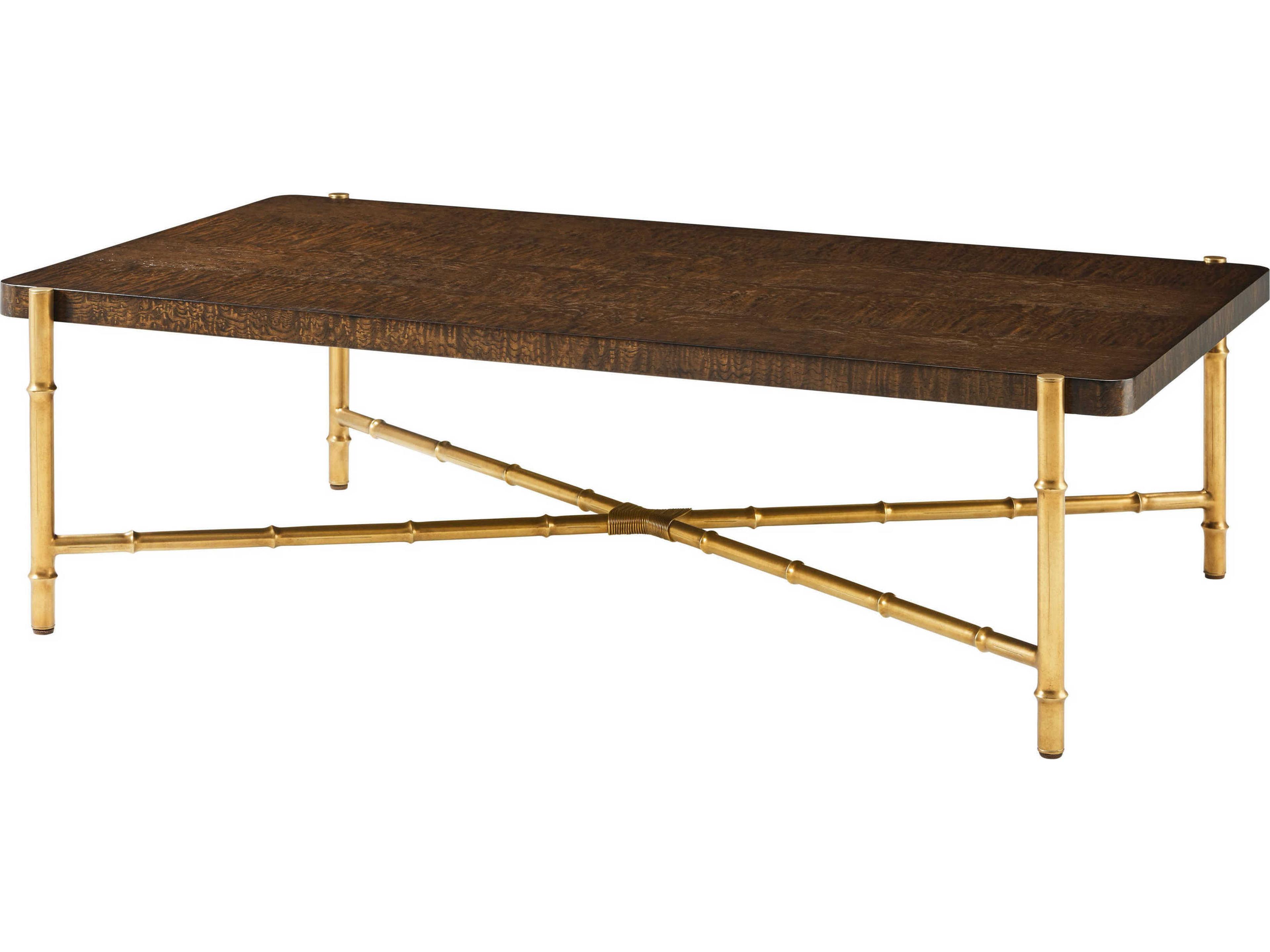 Theodore Alexander Kesden Rectangular Wood Pyramid Brown Coffee Table