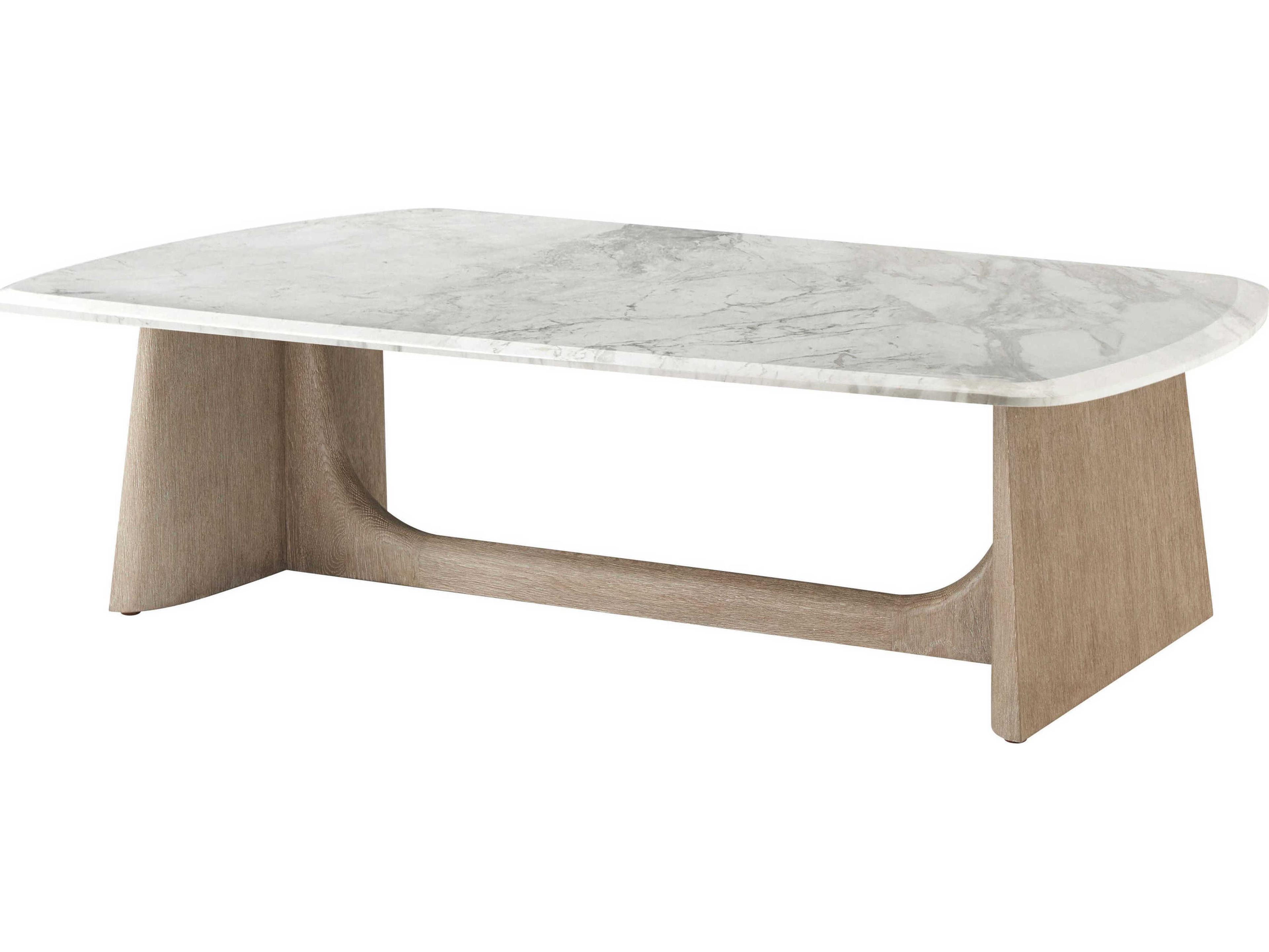 Theodore Alexander Repose Rectangular Marble Grey Oak Coffee Table