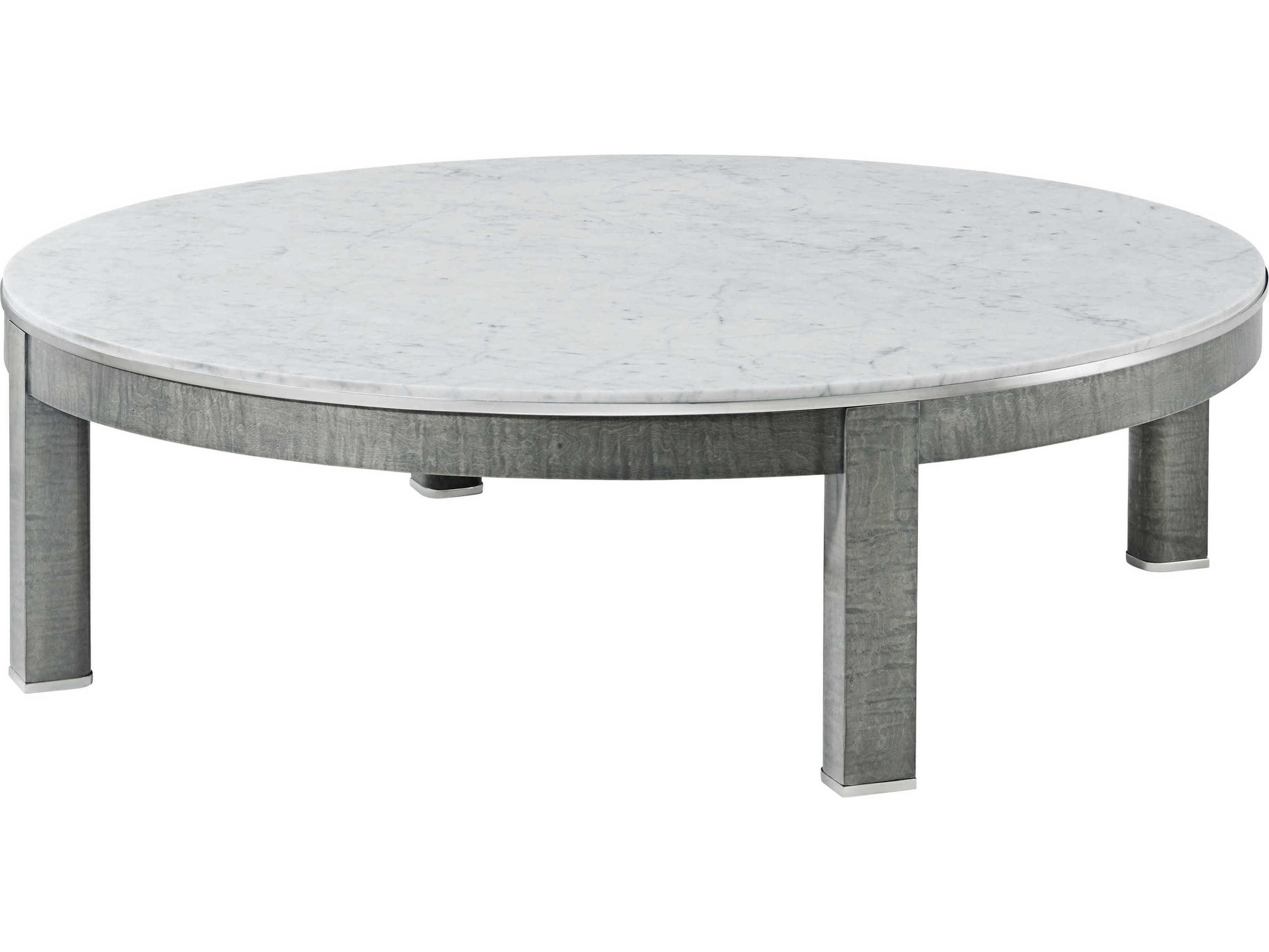 Theodore Alexander Hudson Round Marble Pebble Grey Coffee Table