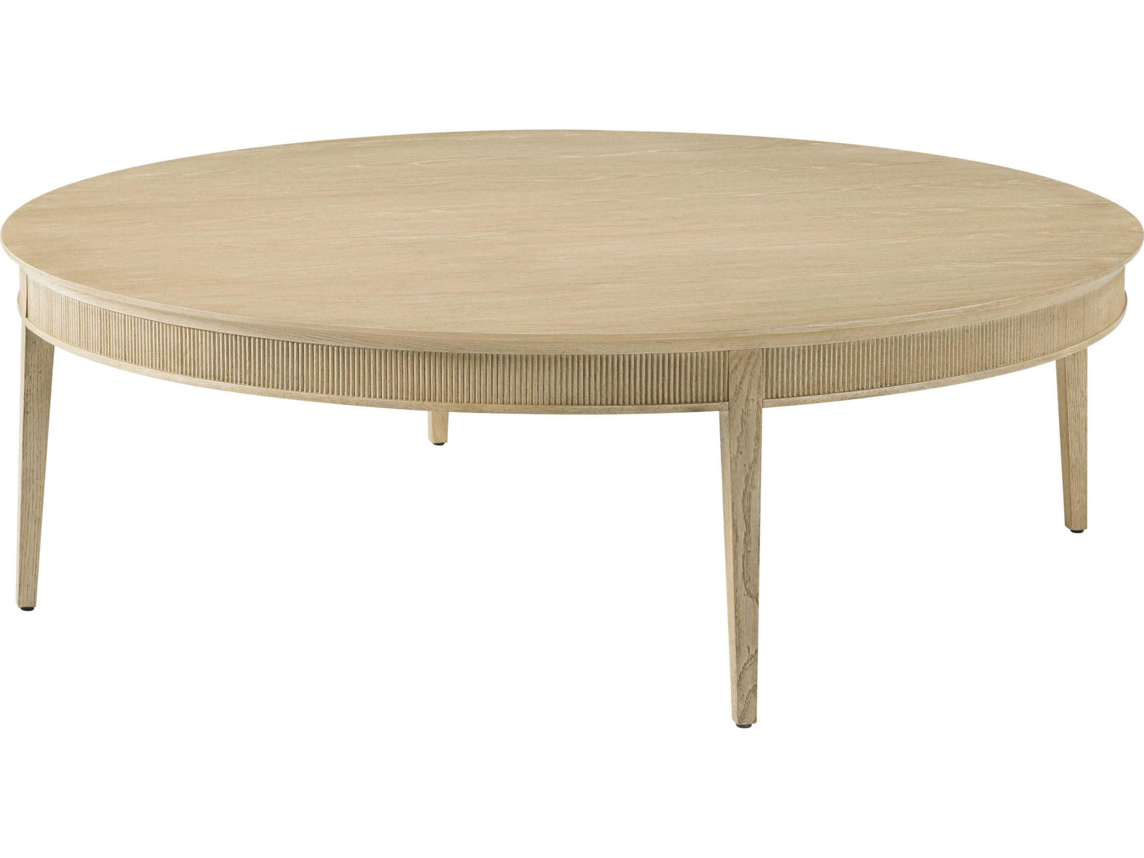 Theodore Alexander Balboa Round Wood Lido Coastal Grey Coffee Table