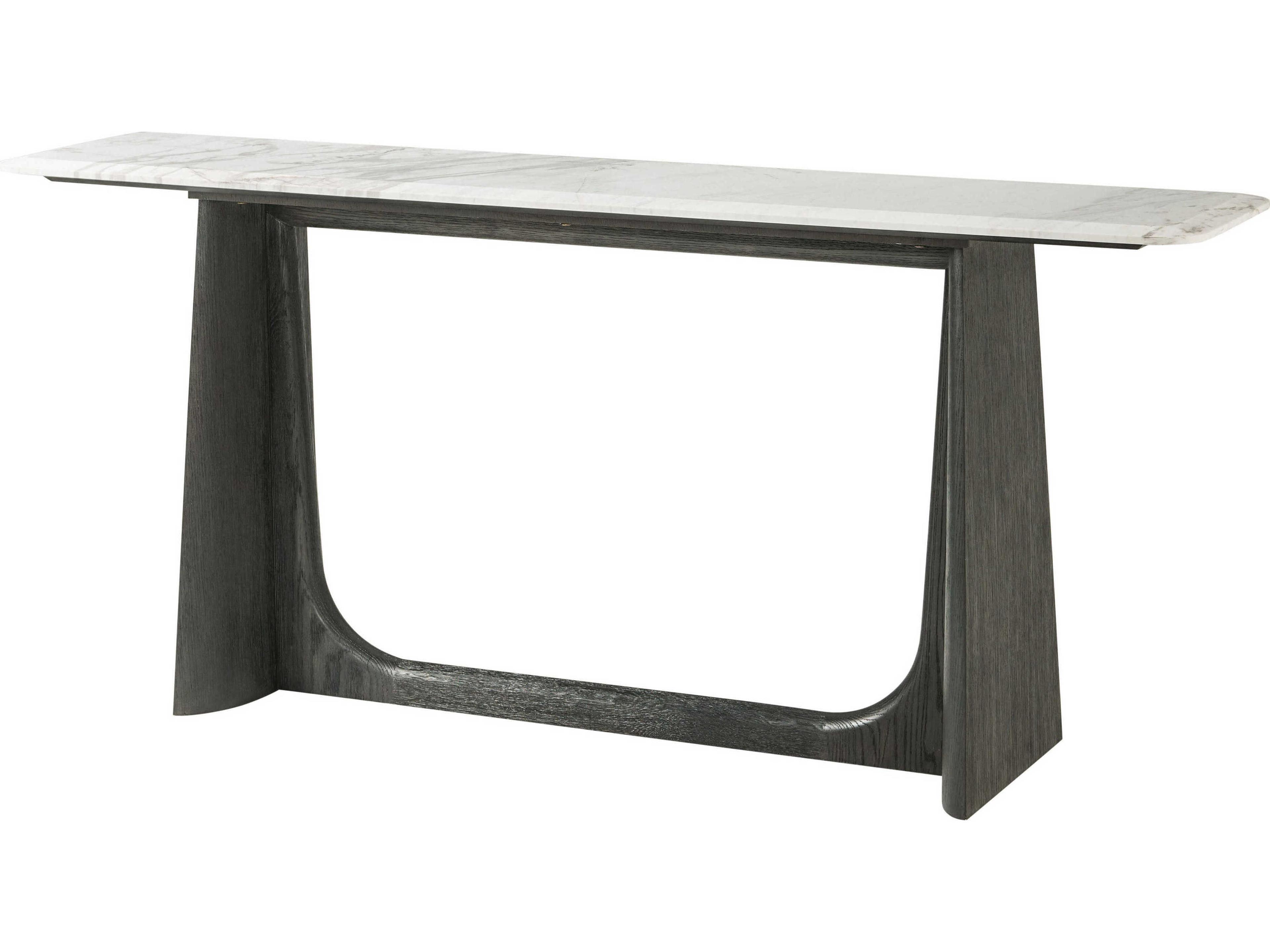 Theodore Alexander Repose Rectangular Marble Charcoal Oak Console Table