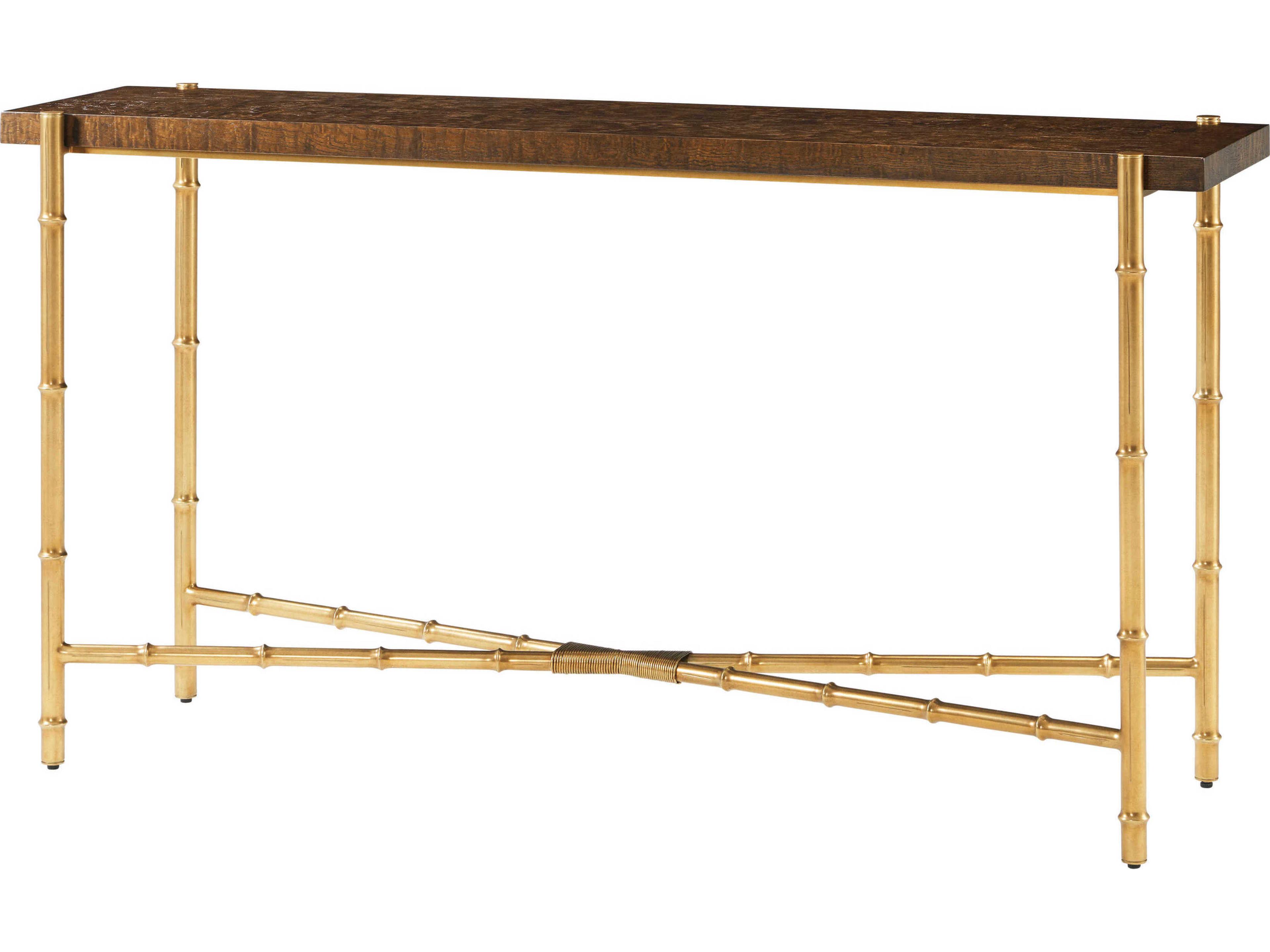 Theodore Alexander Kesden Rectangular Wood Pyramid Brown Console Table