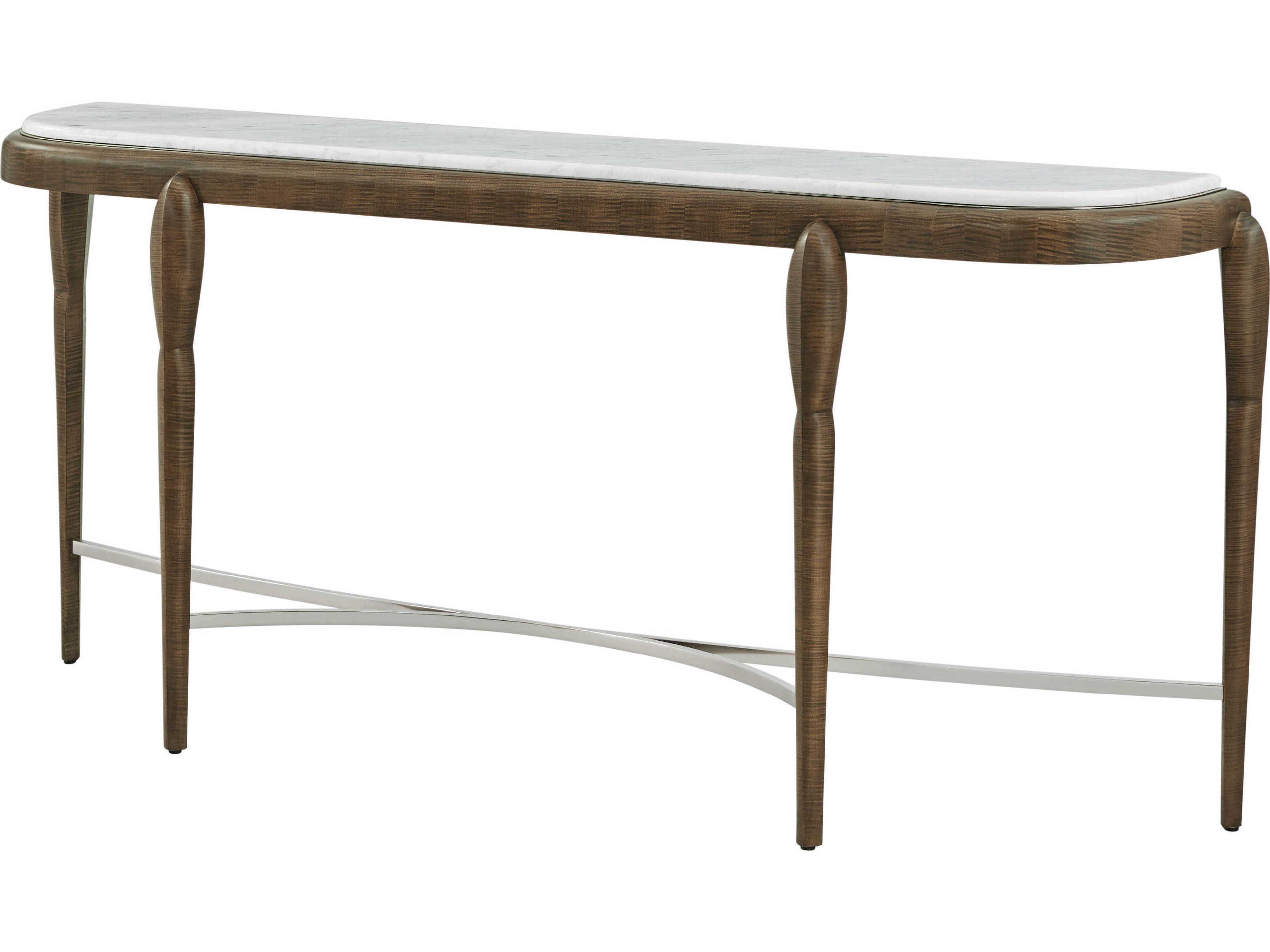 Theodore Alexander Origins Demilune Marble Landmark Console Table