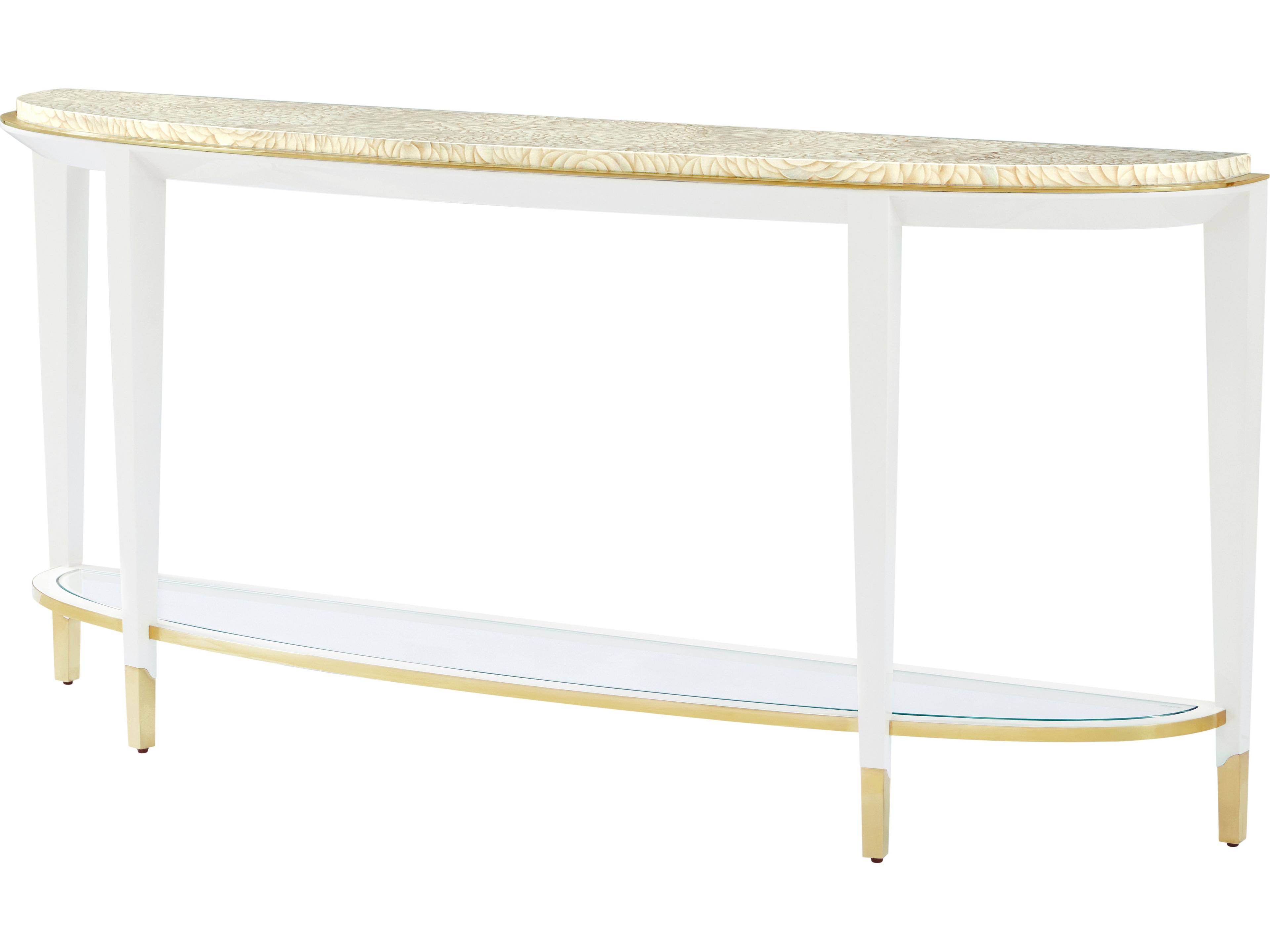 Theodore Alexander Judith Leiber Couture Demilune Glass Console Table