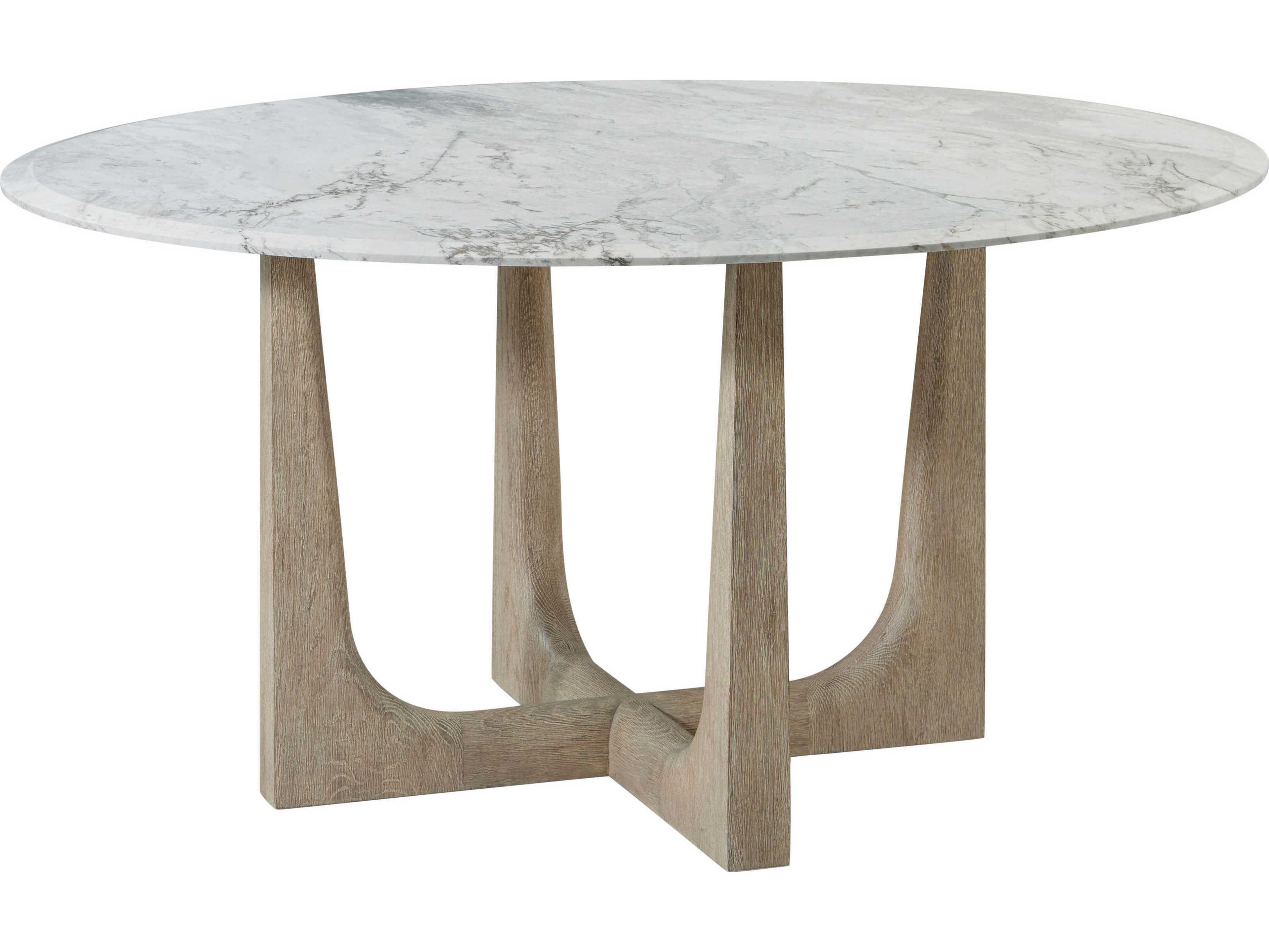 Theodore Alexander Repose Round Marble Grey Oak Dining Table