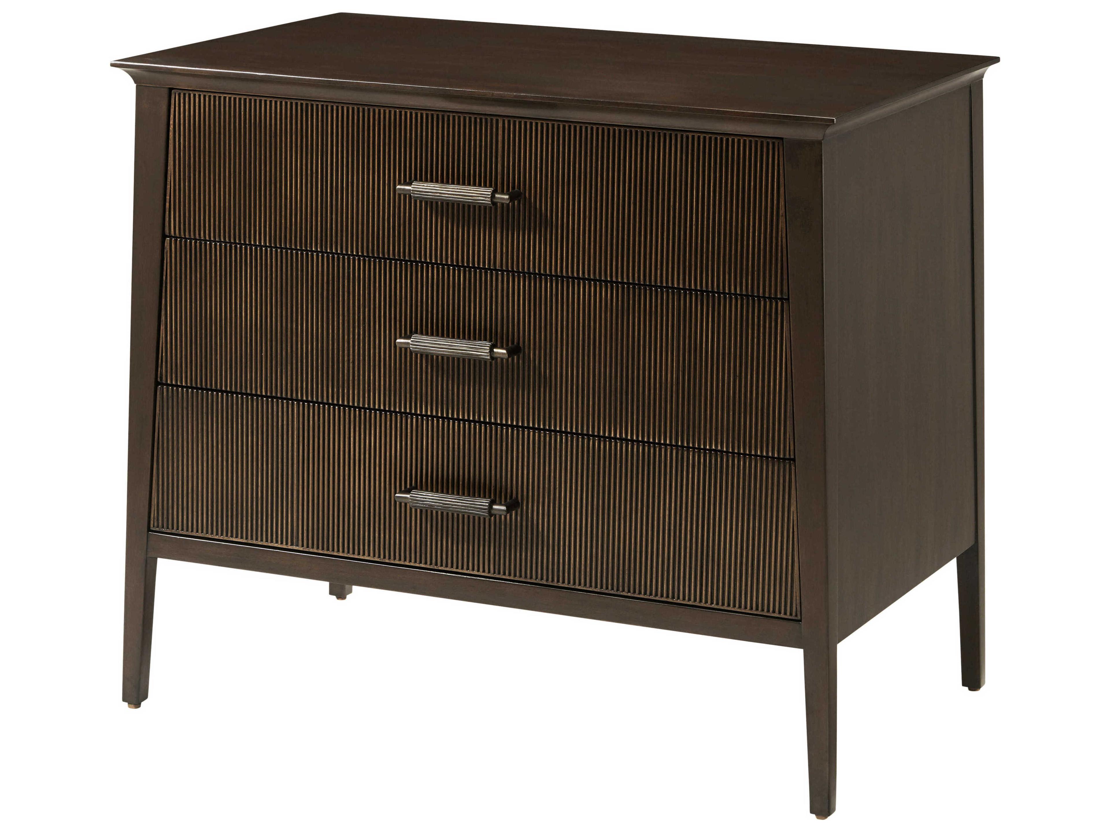 Theodore Alexander Lido 3-Drawers Brown Nightstand