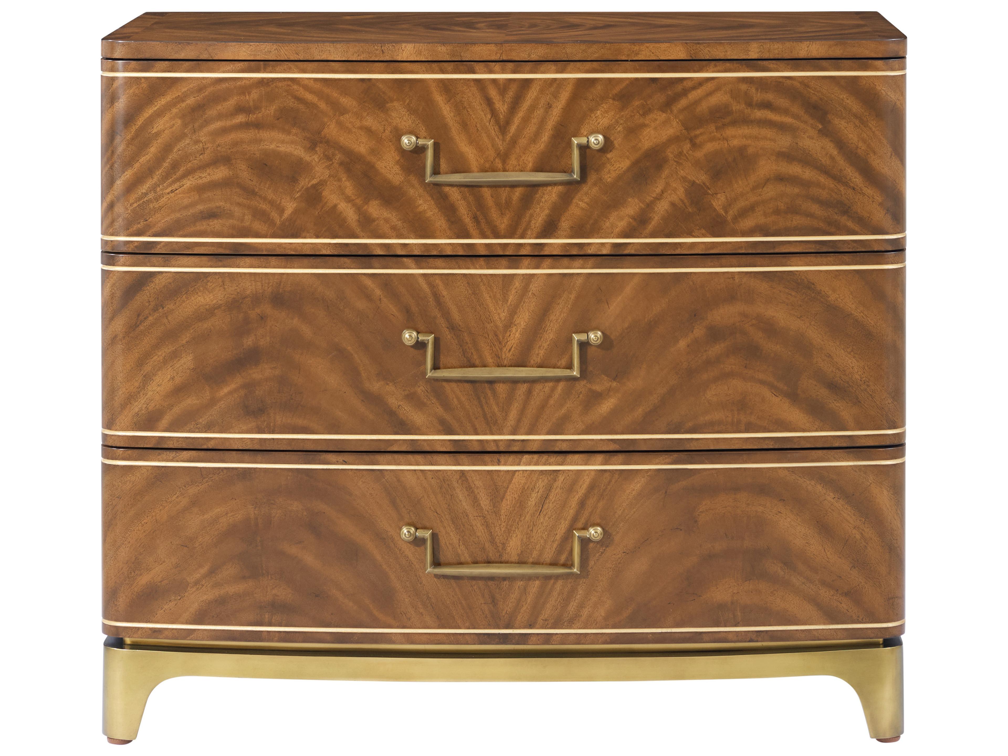 Theodore Alexander Spencer London 3-Drawers Brown Mahogany Wood Nightstand