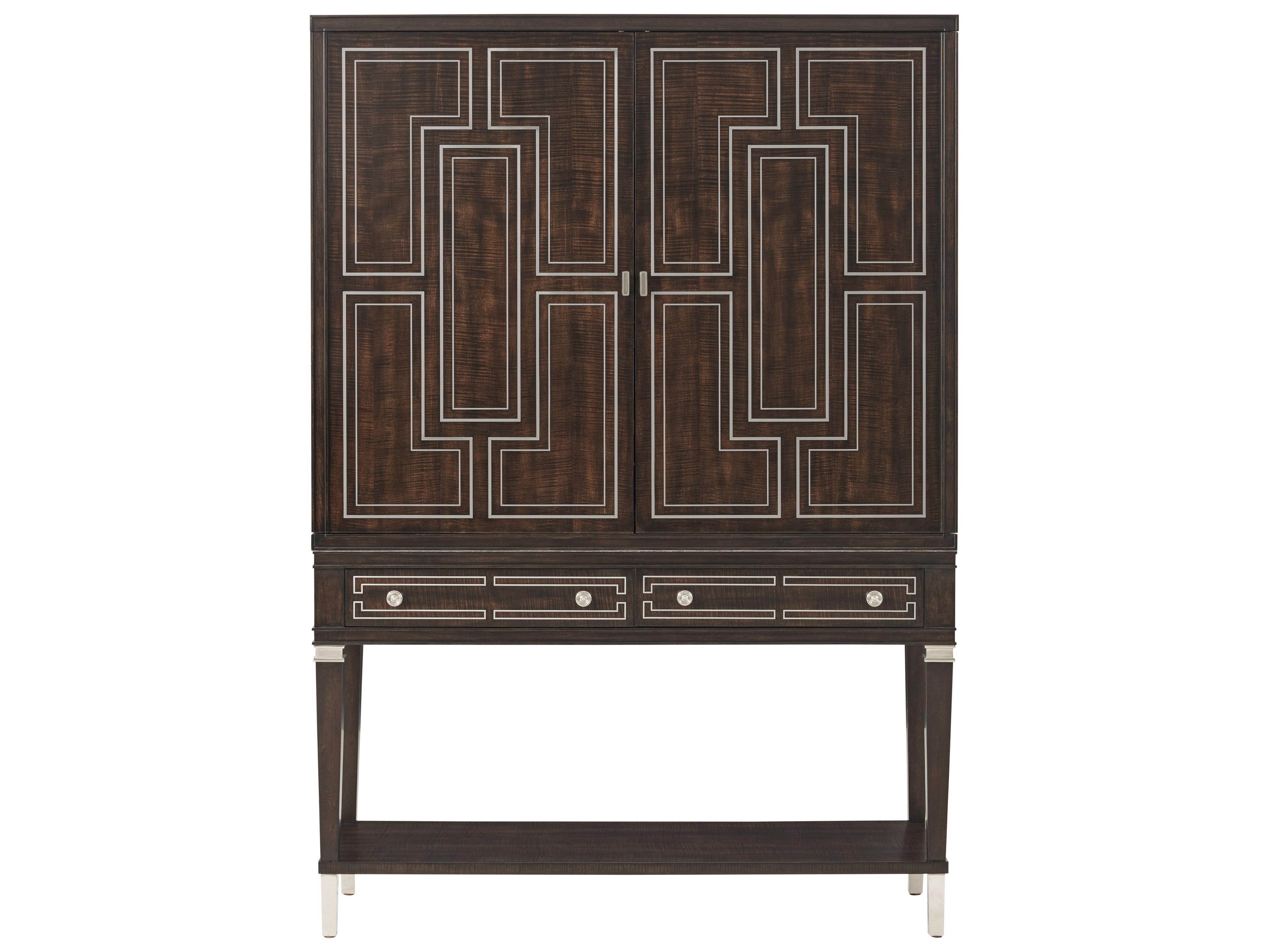 Theodore Alexander Spencer London Brown Mahogany Wood Bar Cabinet