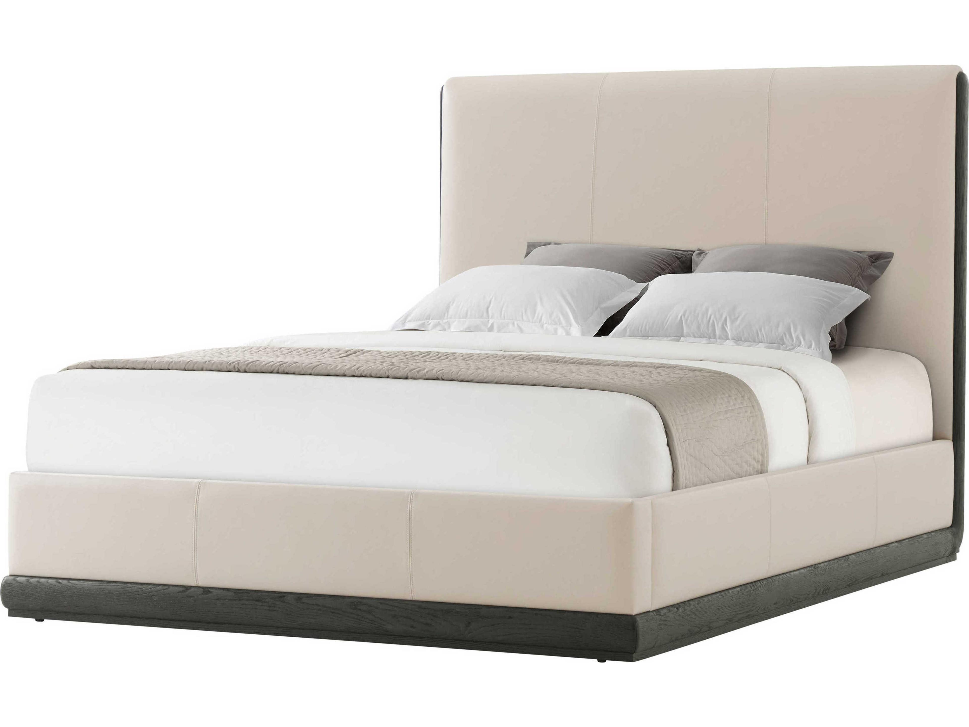 Theodore Alexander Repose Charcoal Oak Black Wood Queen Platform Bed