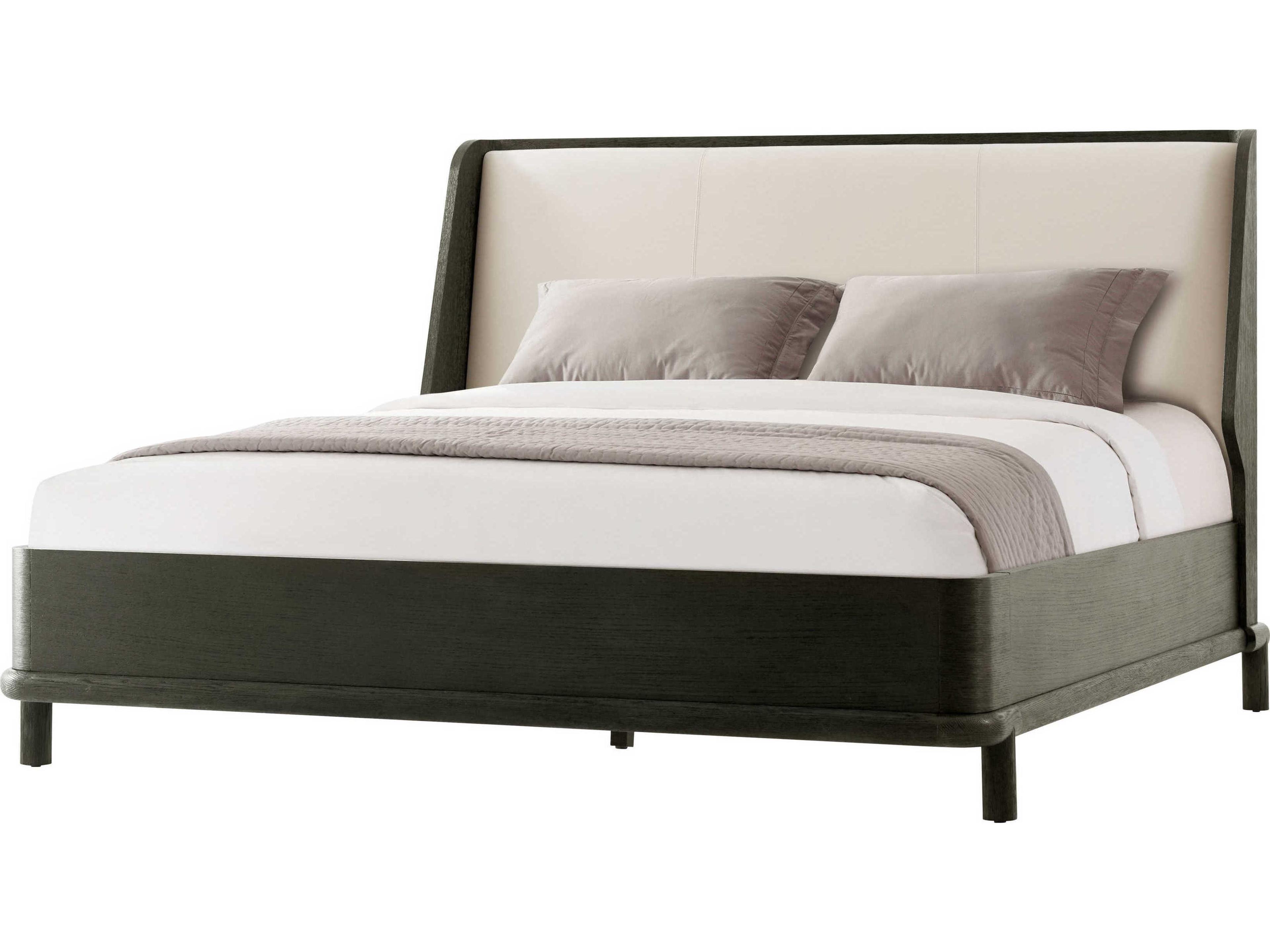 Theodore Alexander Repose Charcoal Oak Black Wood Queen Platform Bed