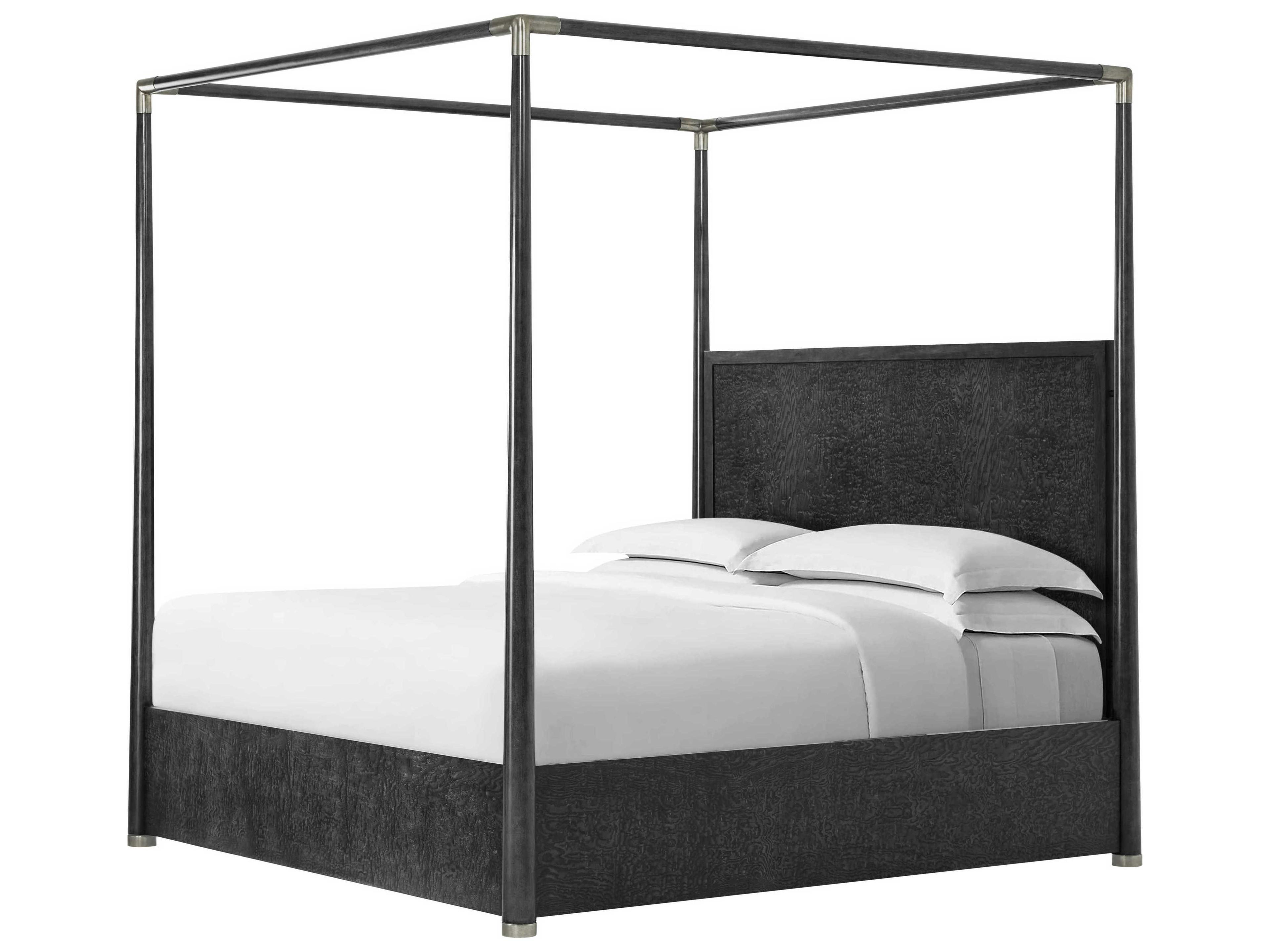 Theodore Alexander Kesden Silent Black Wood King Four Poster Bed