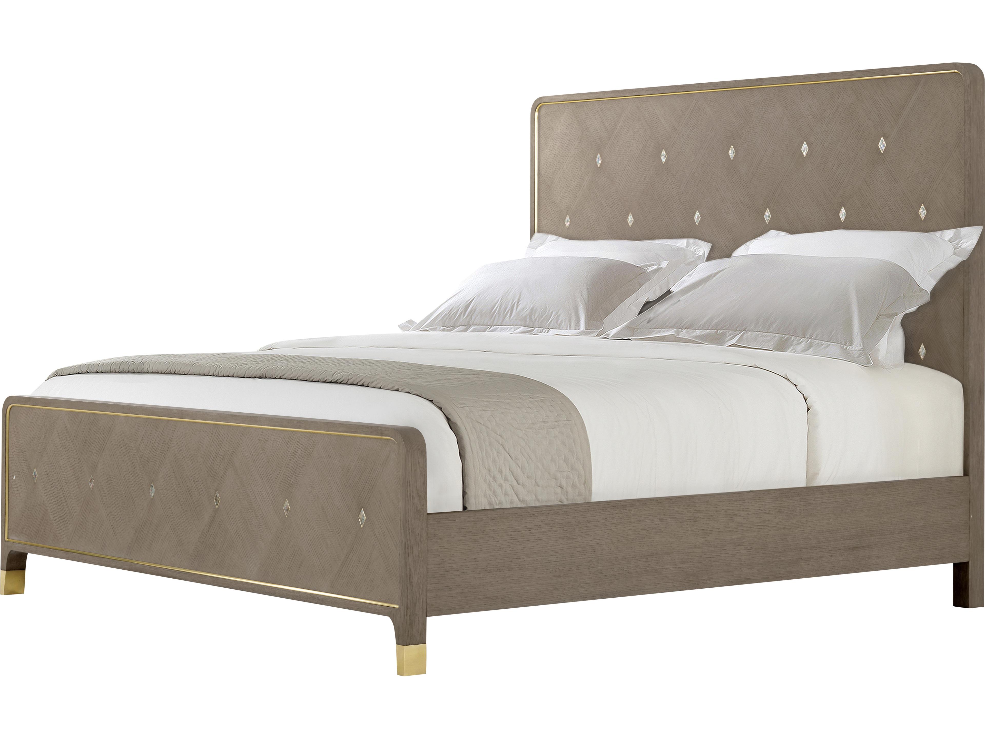 Theodore Alexander Judith Leiber Couture Brown Upholstered King Panel Bed