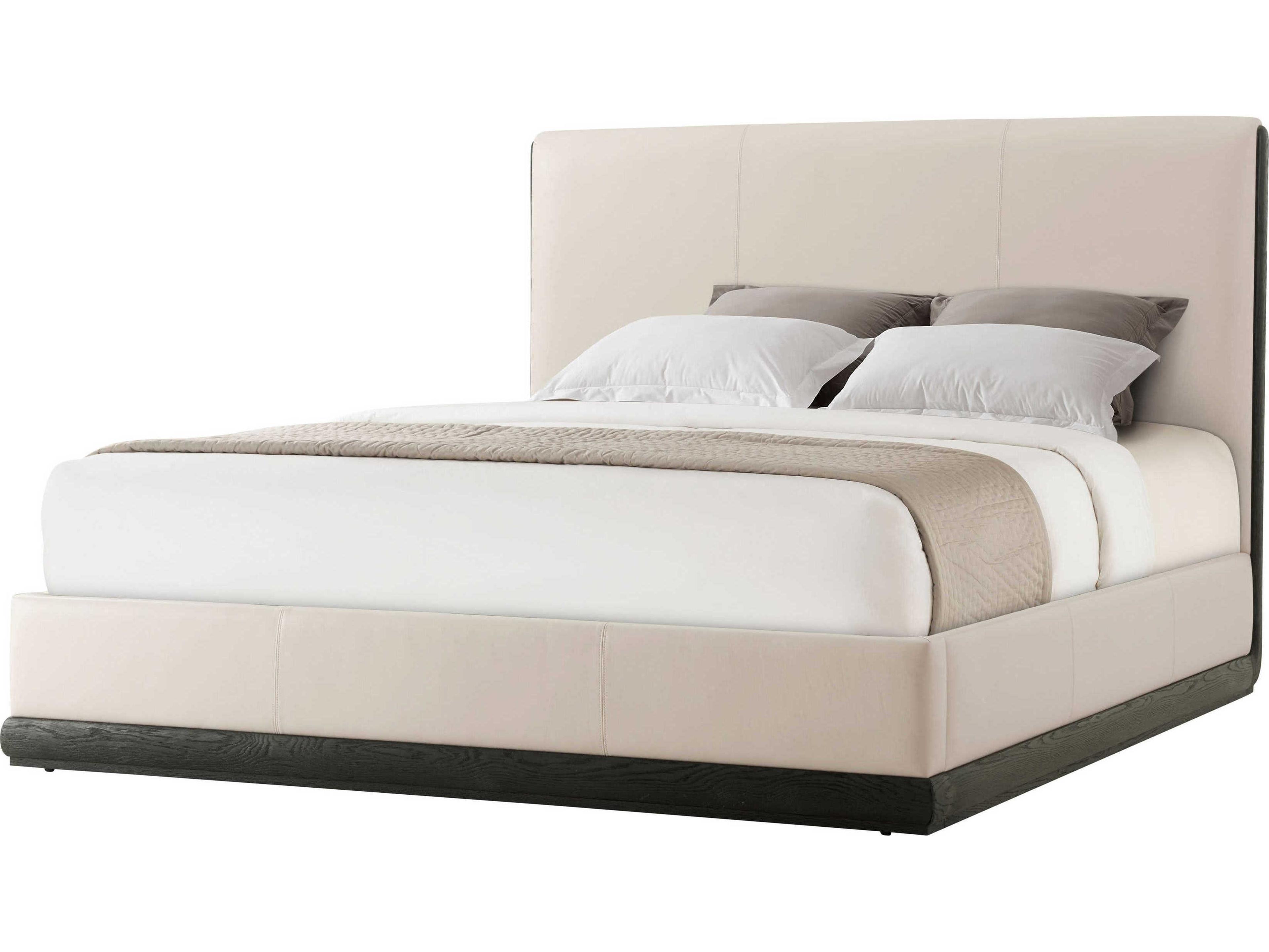 Theodore Alexander Repose Charcoal Oak Black Upholstered California King Platform Bed