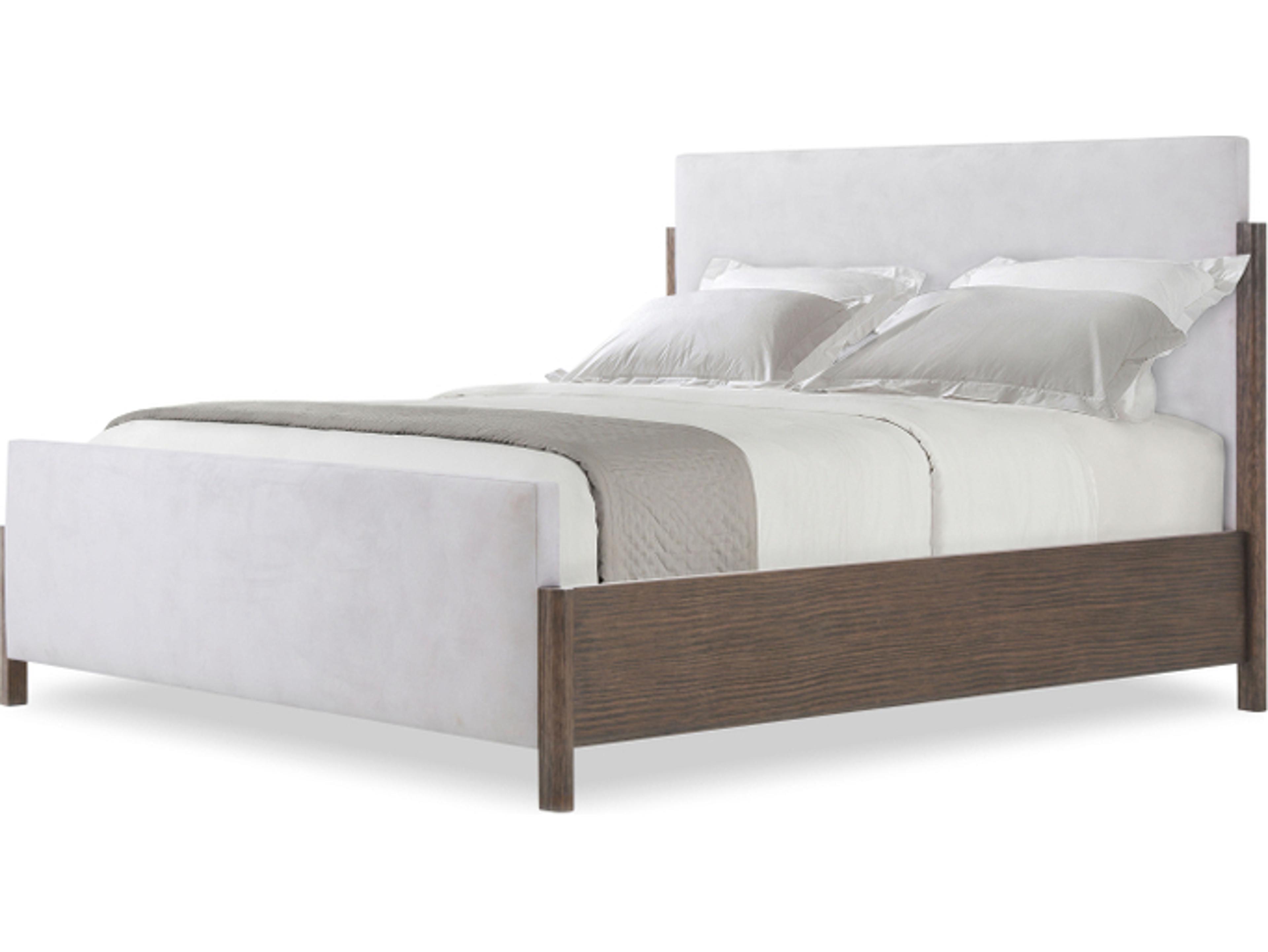 Theodore Alexander Urbane White Solid Wood Upholstered California King Panel Bed