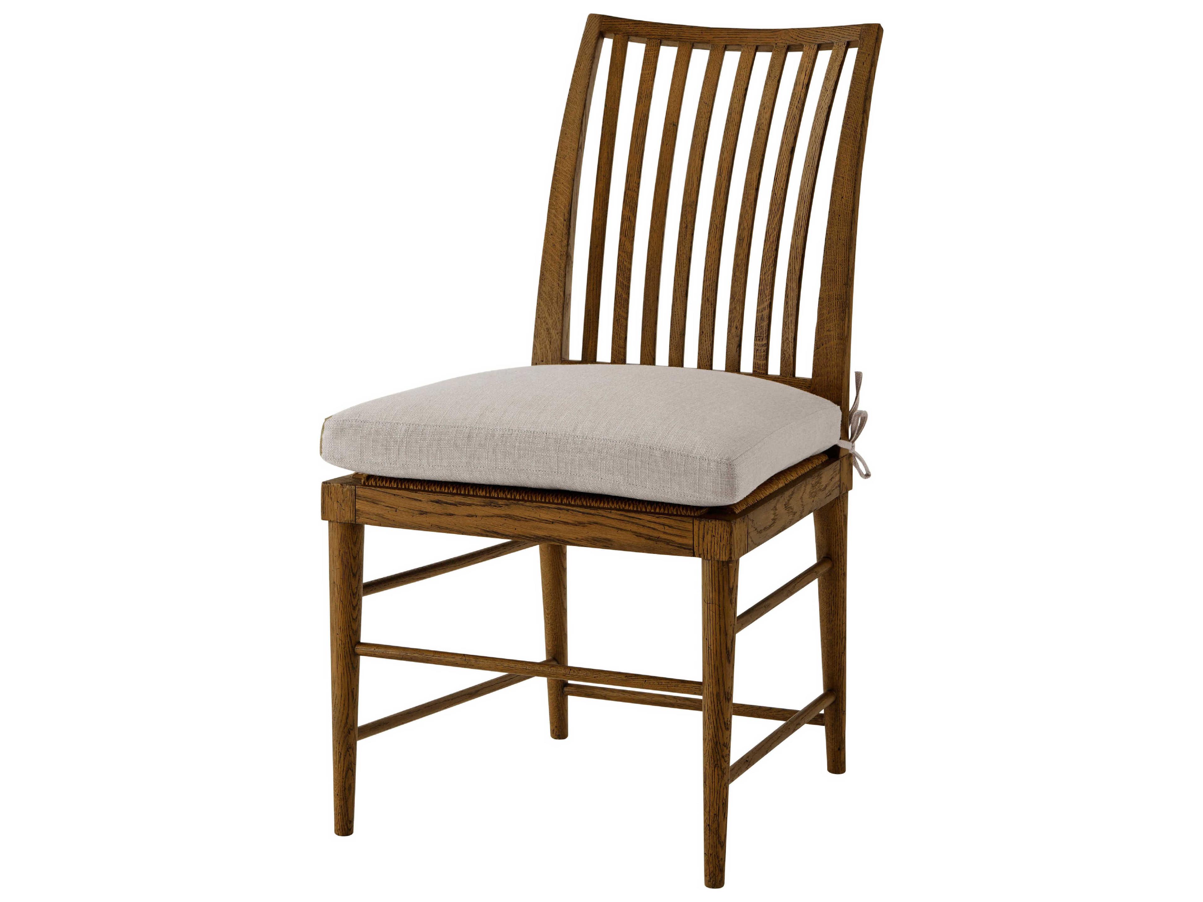 Theodore Alexander Nova Solid Wood Brown Upholstered Side Dining Chair