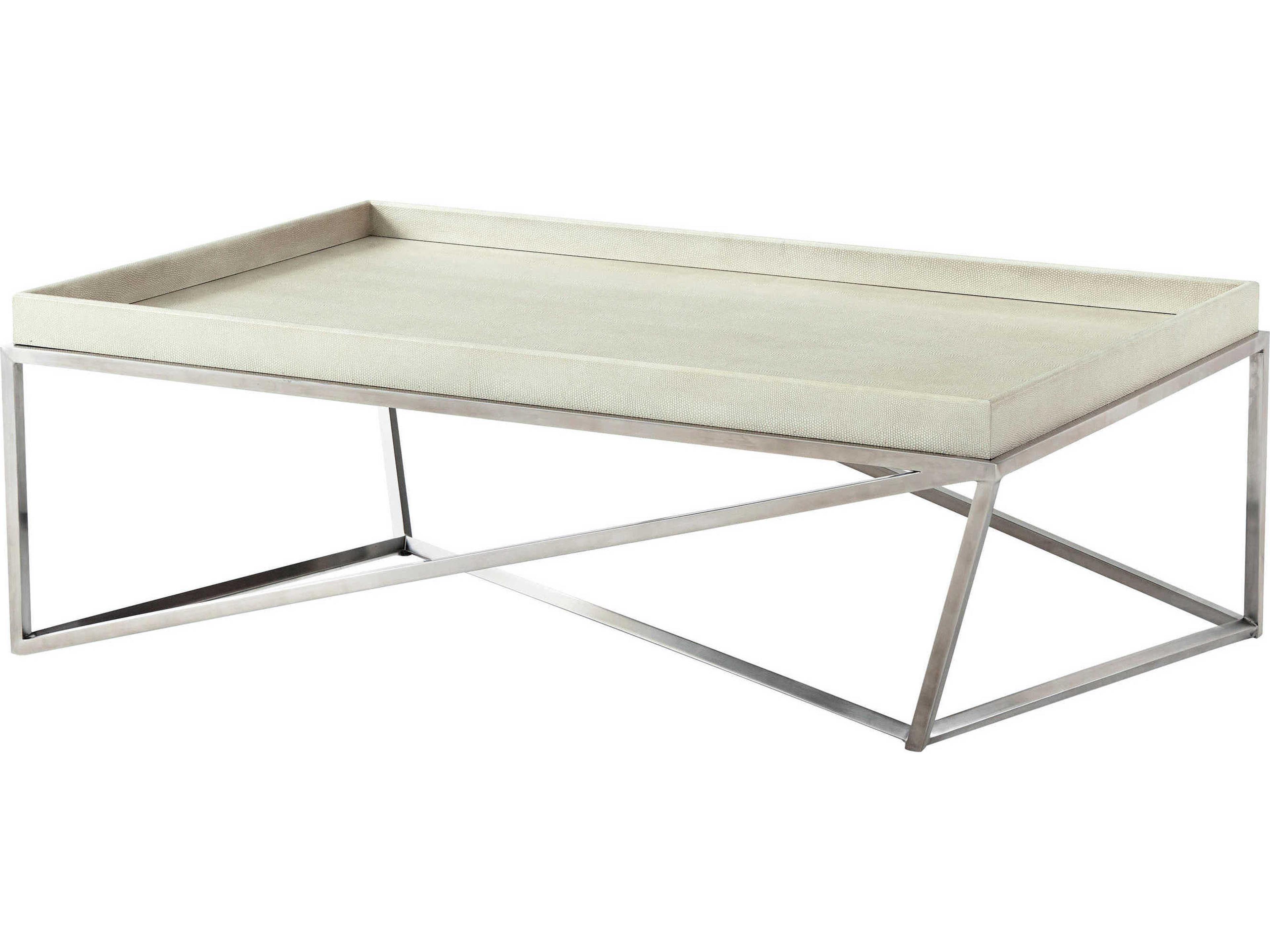 Theodore Alexander Ta Studio Rectangular Leather Crazy X Tray Cocktail Table