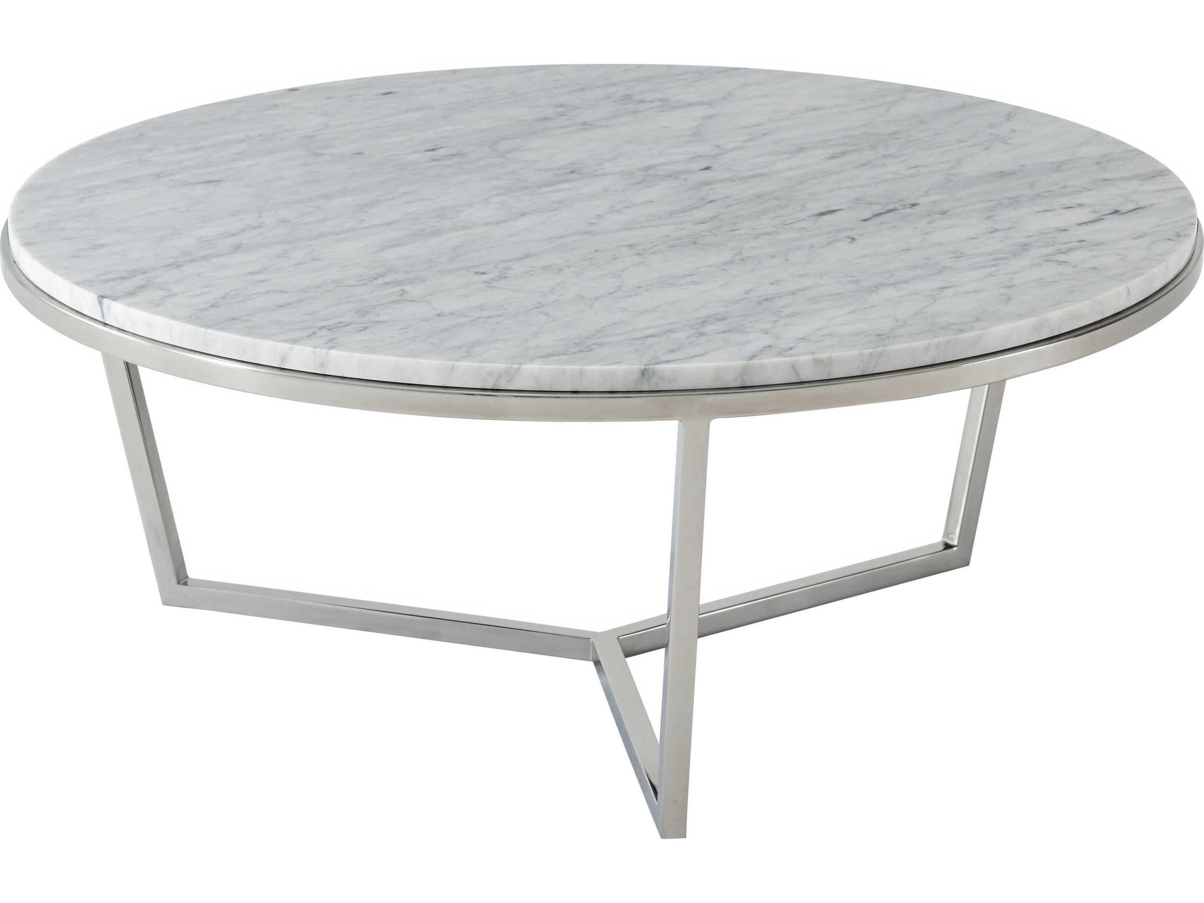 Theodore Alexander Ta Studio Round Marble Fisher Cocktail Table