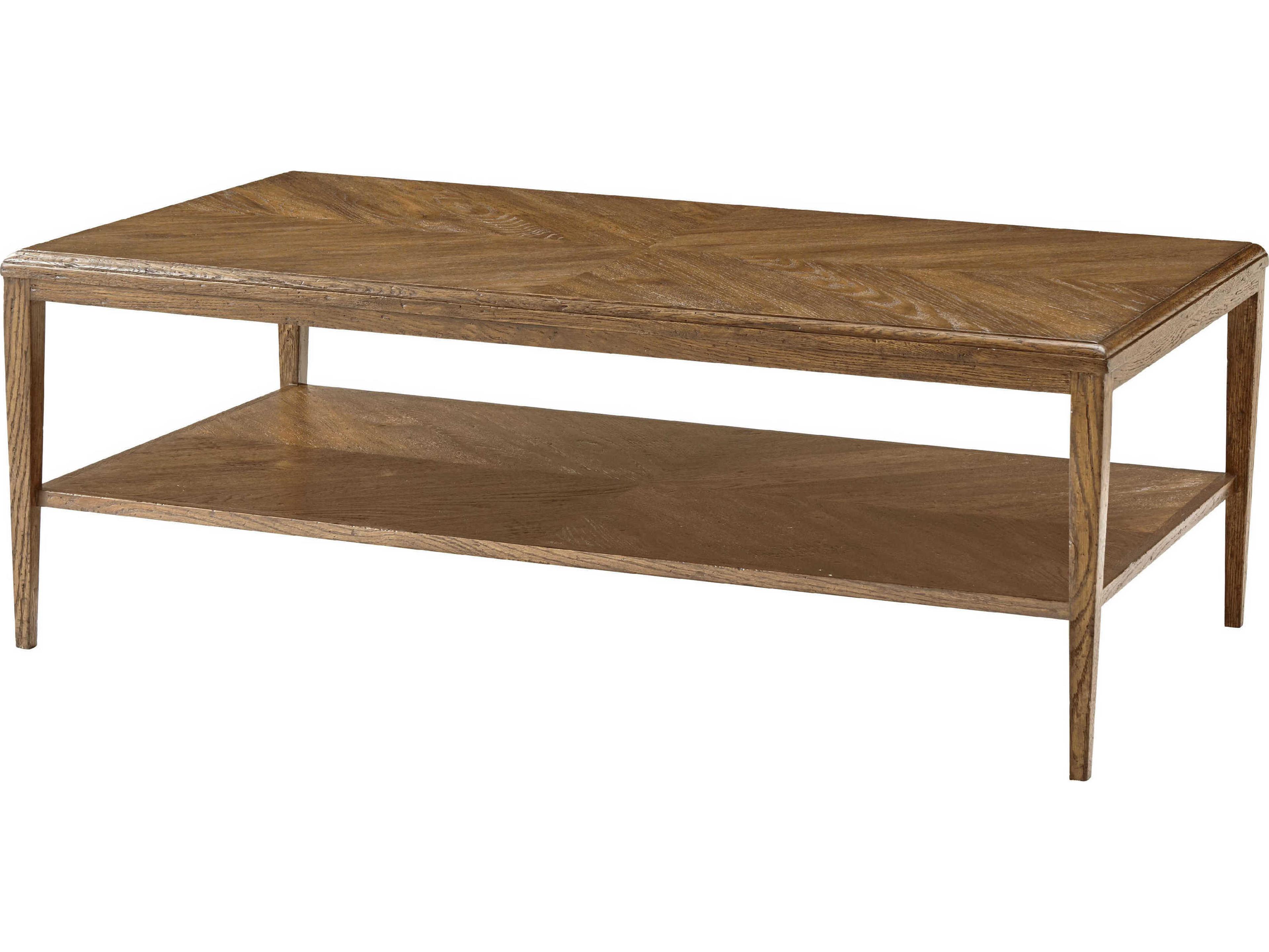 Theodore Alexander Nova Rectangular Wood Undertier Shelf Cocktail Table
