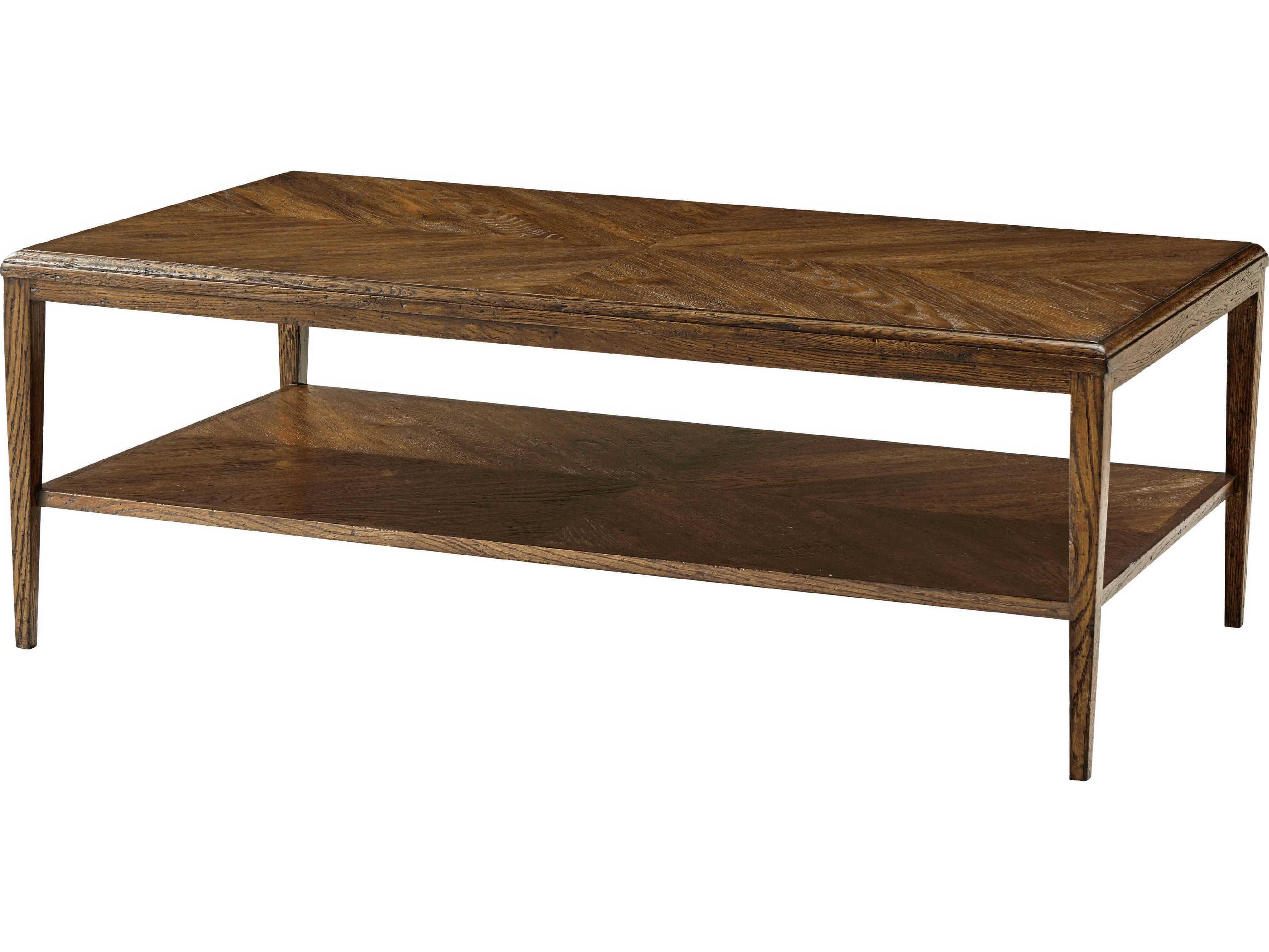 Theodore Alexander Nova Rectangular Wood Undertier Shelf Cocktail Table
