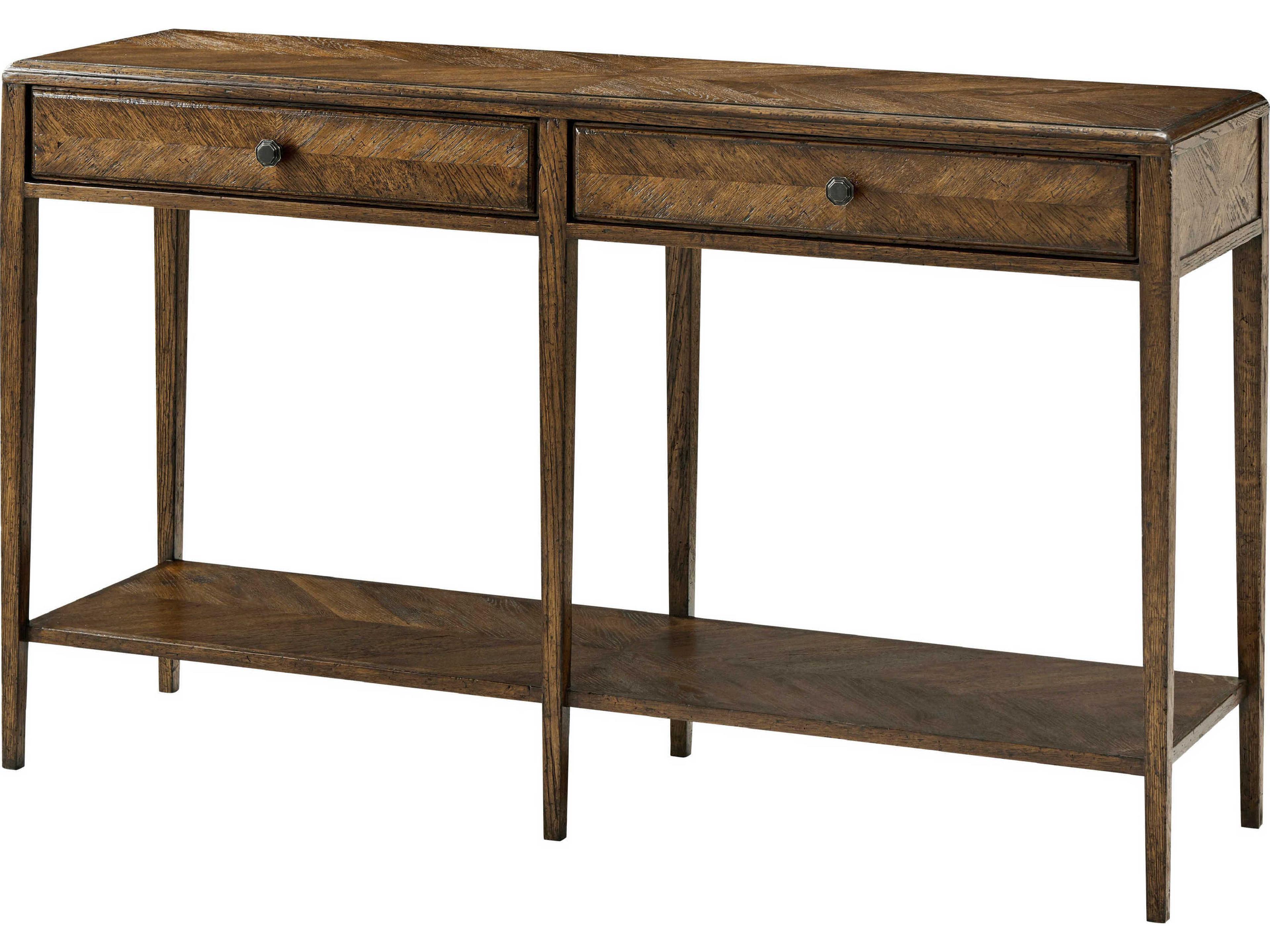 Theodore Alexander Nova Rectangular Wood Two Frieze Drawers Console Table