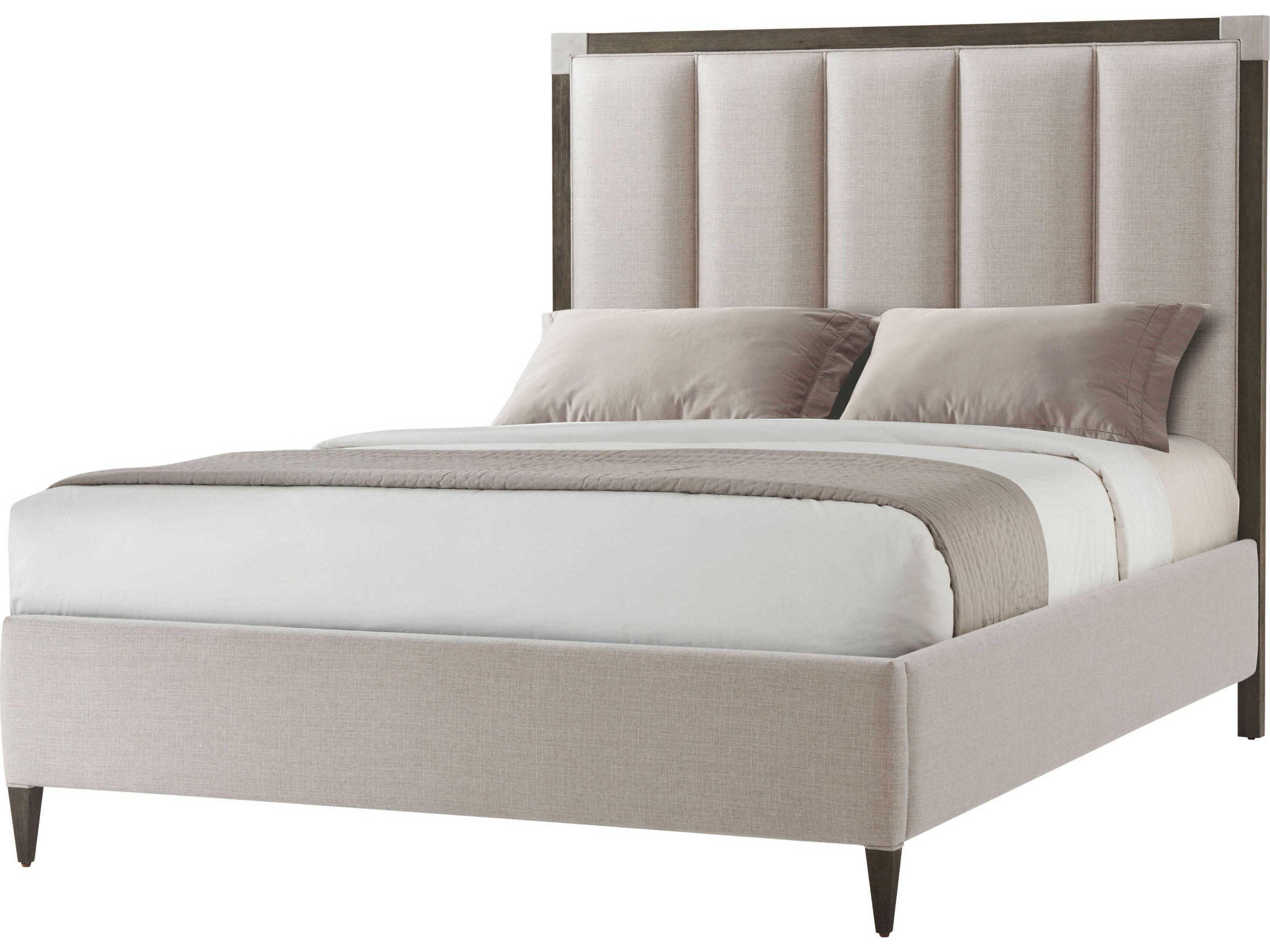 Theodore Alexander Ta Studio Embassy Gray Beech Wood Upholstered Queen Platform Bed