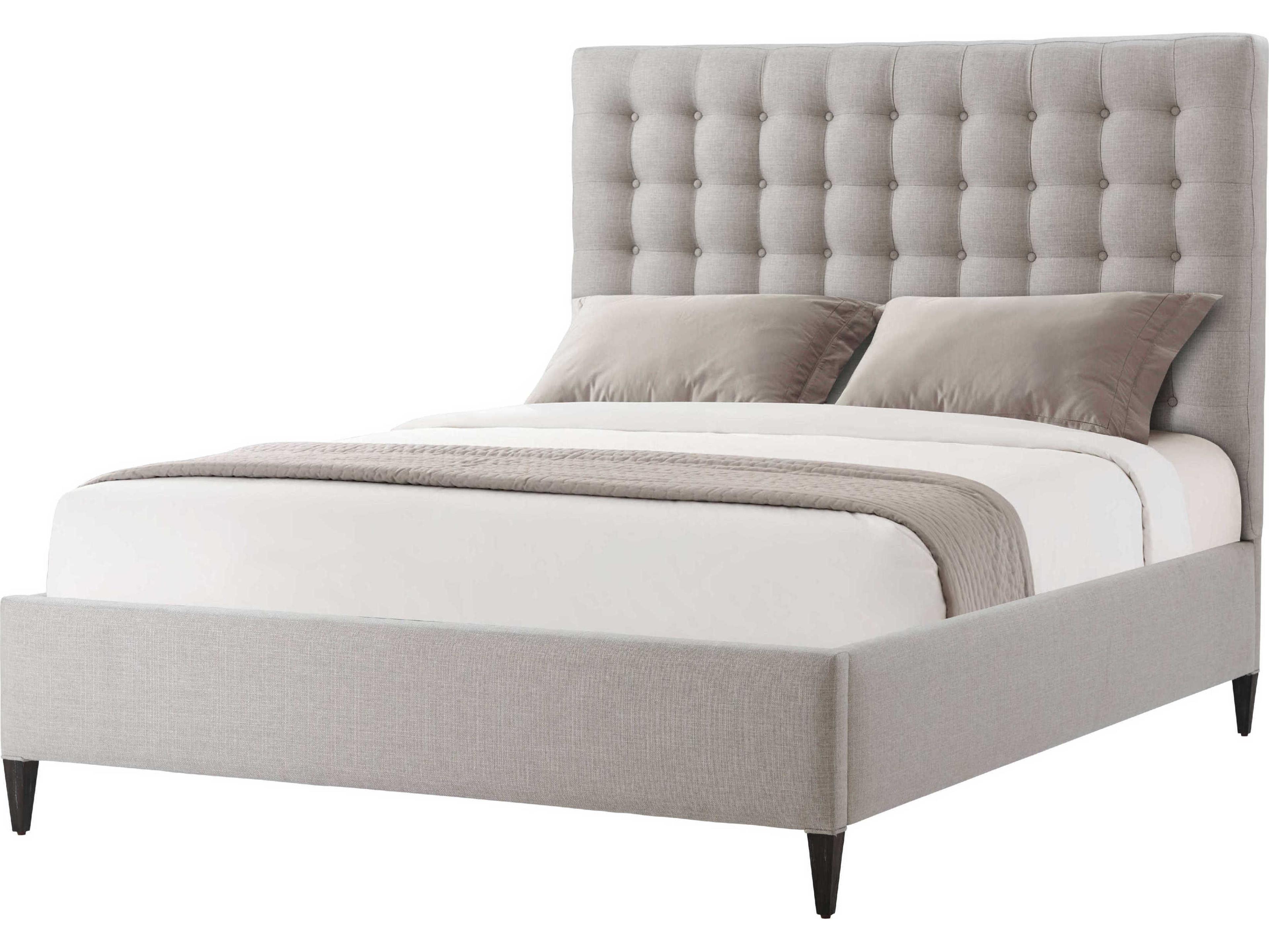 Theodore Alexander Ta Studio Hampton Gray Beech Wood Upholstered Queen Platform Bed