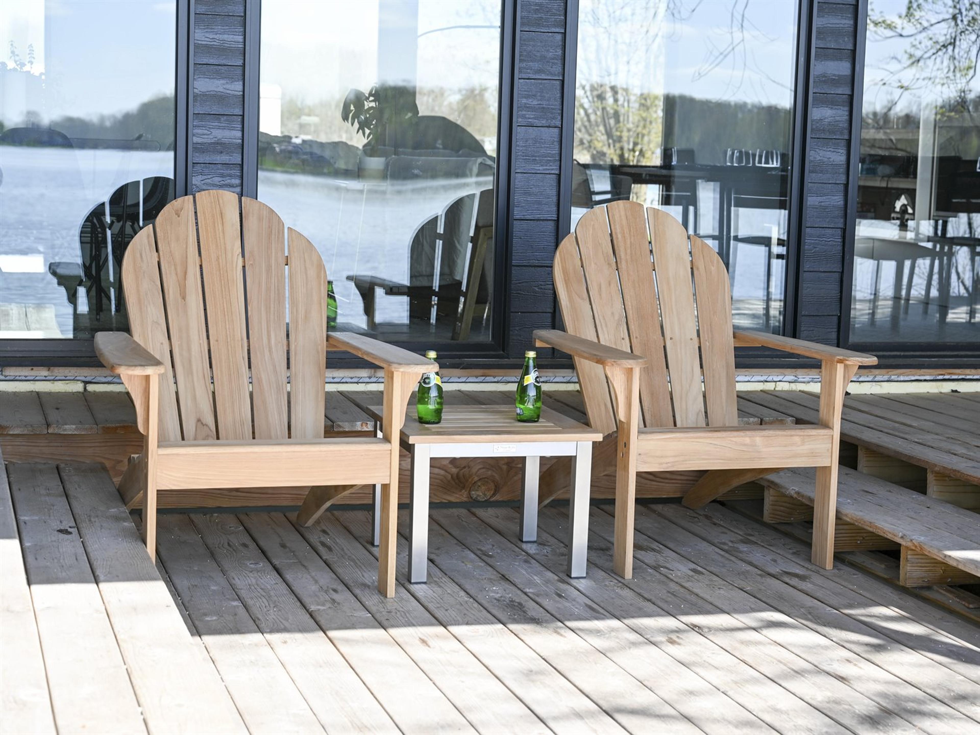 Three Birds Casual Adirondack Natural Teak Wood Lounge set