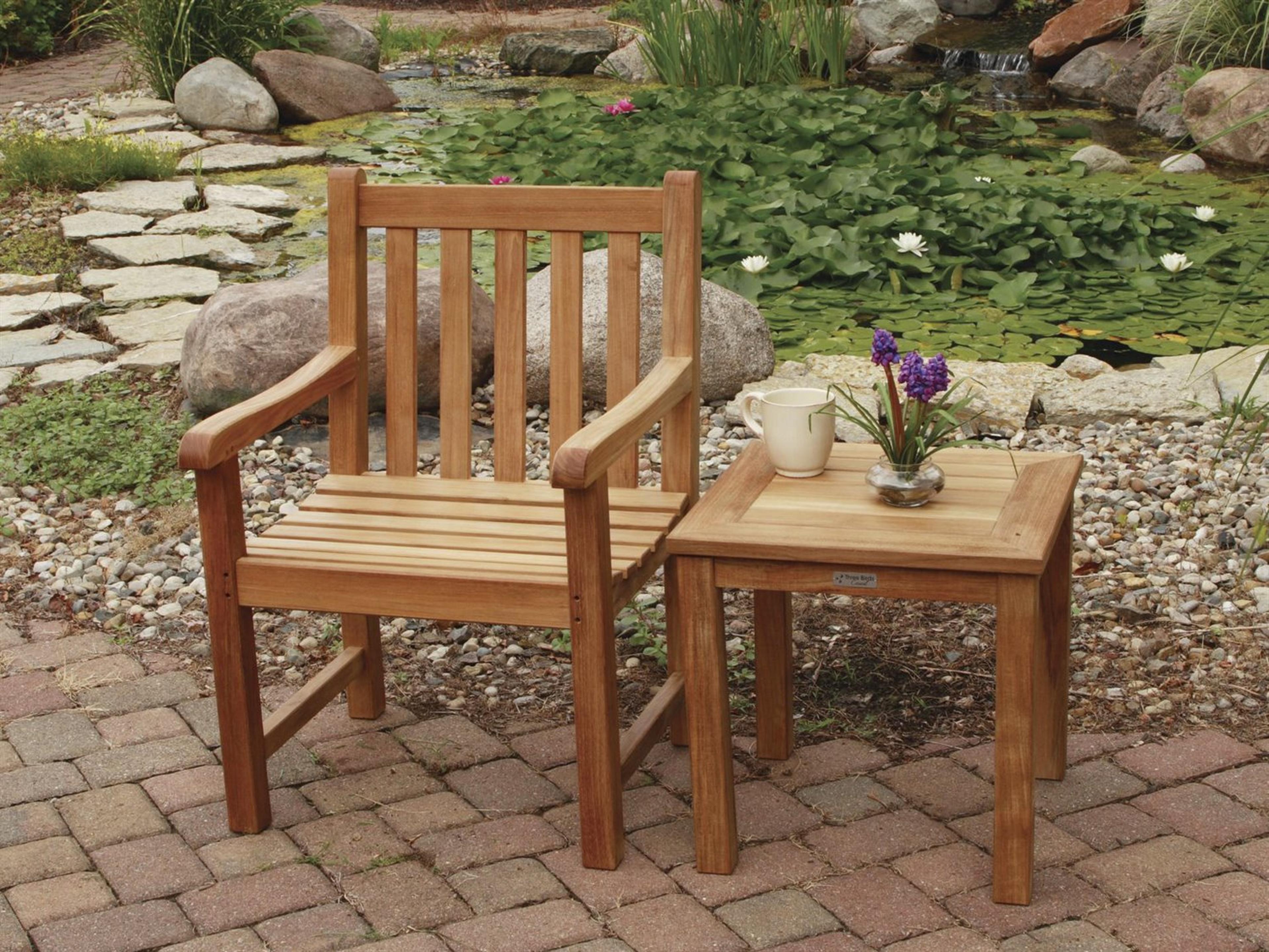 Three Birds Casual Classic Natural Teak Outdoor Patio Lounge Set
